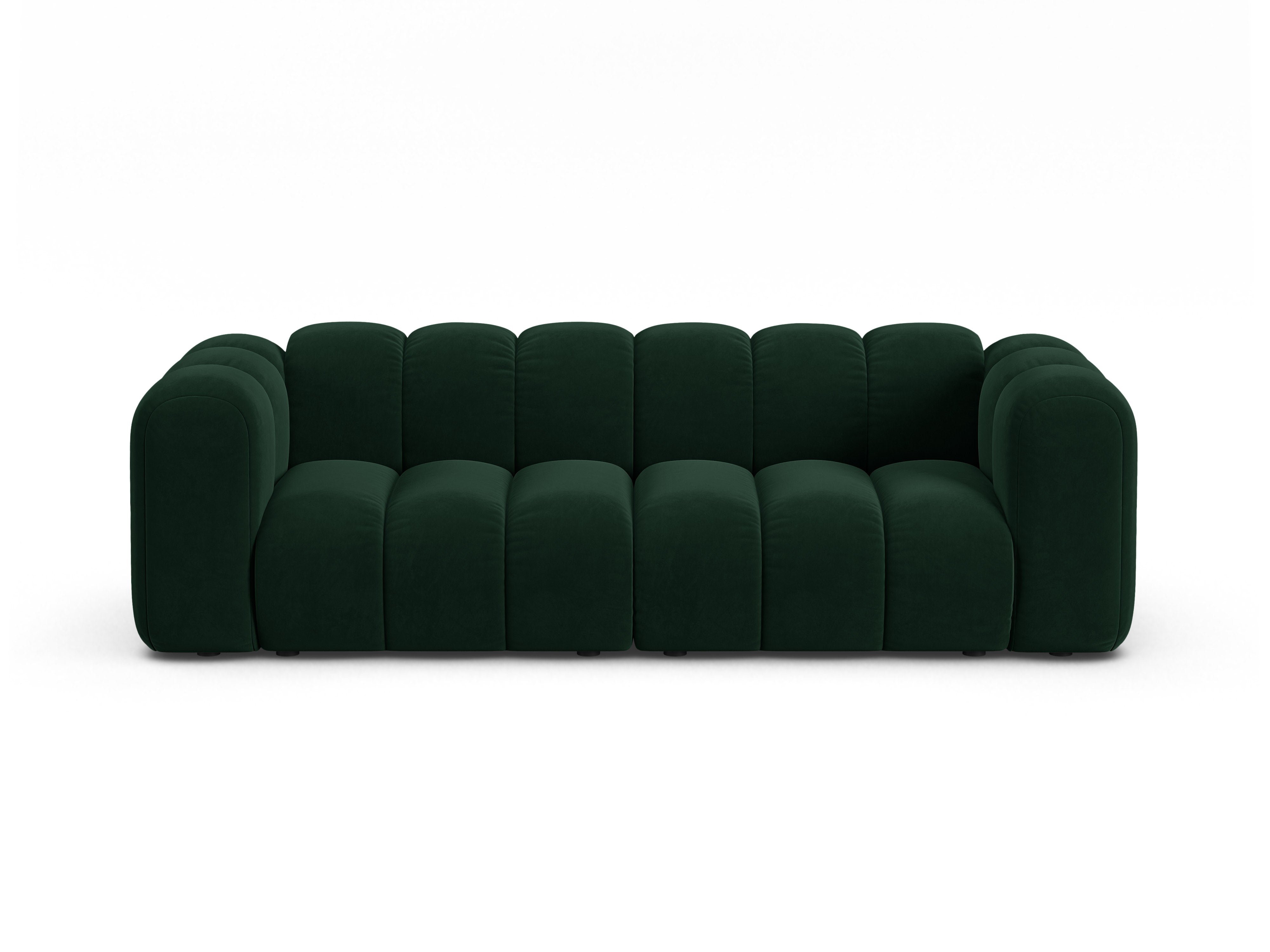 Sofa z jemného velúru 3-miestna LUPINE fľaškovozelená