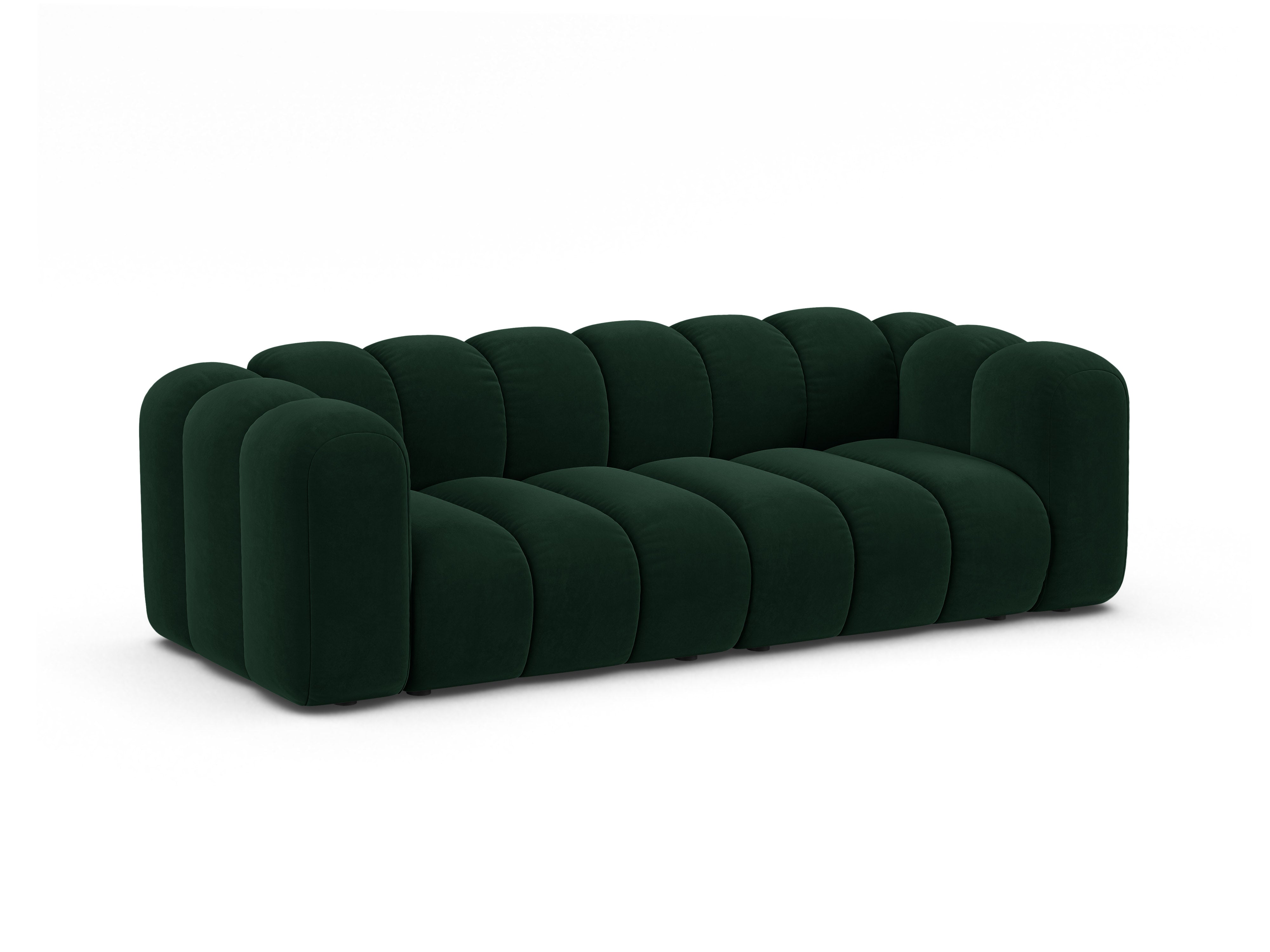 Sofa z jemného velúru 3-miestna LUPINE fľaškovozelená