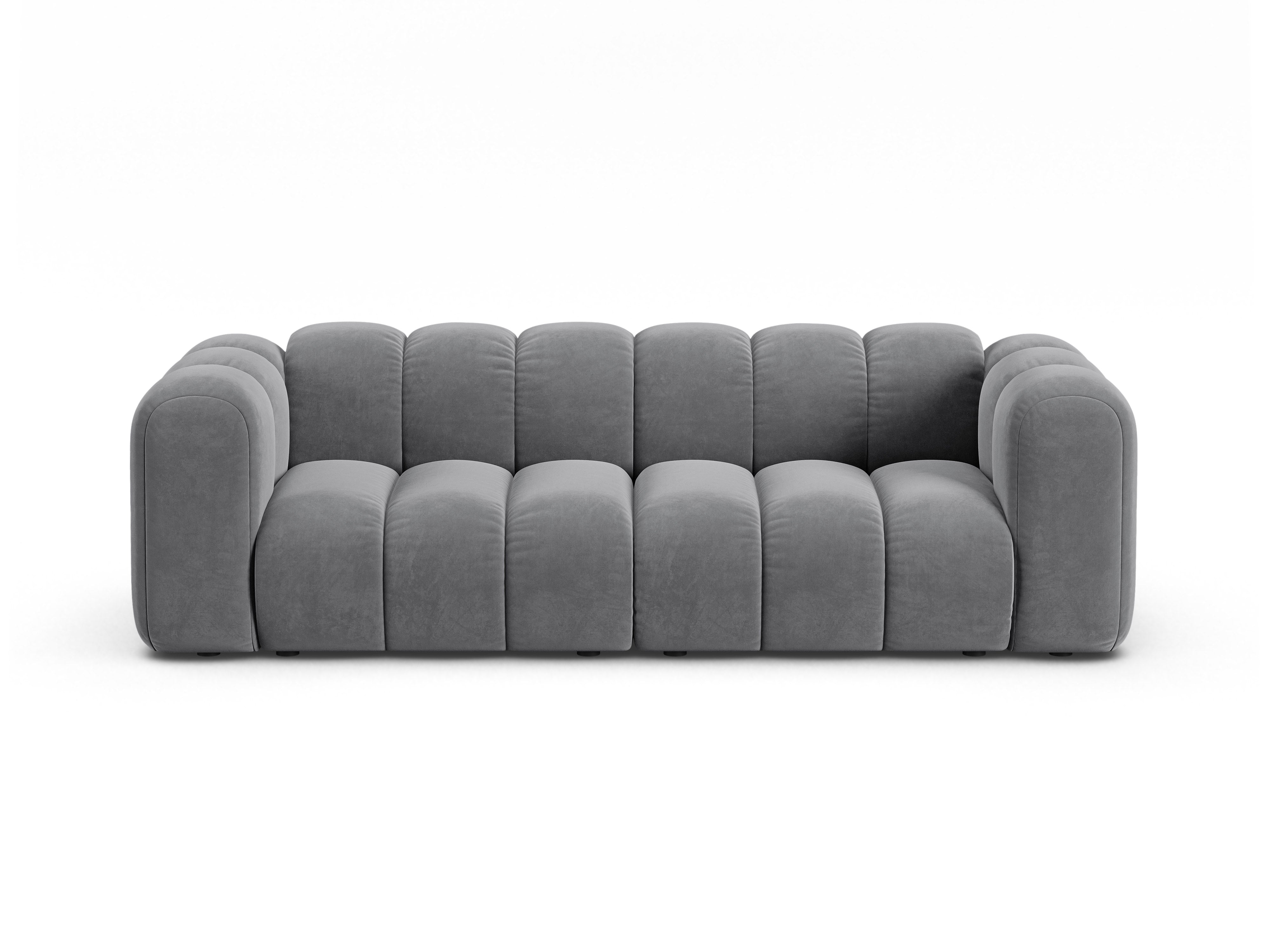 Sofa z jemného velúru 3-miestna LUPINE šedá