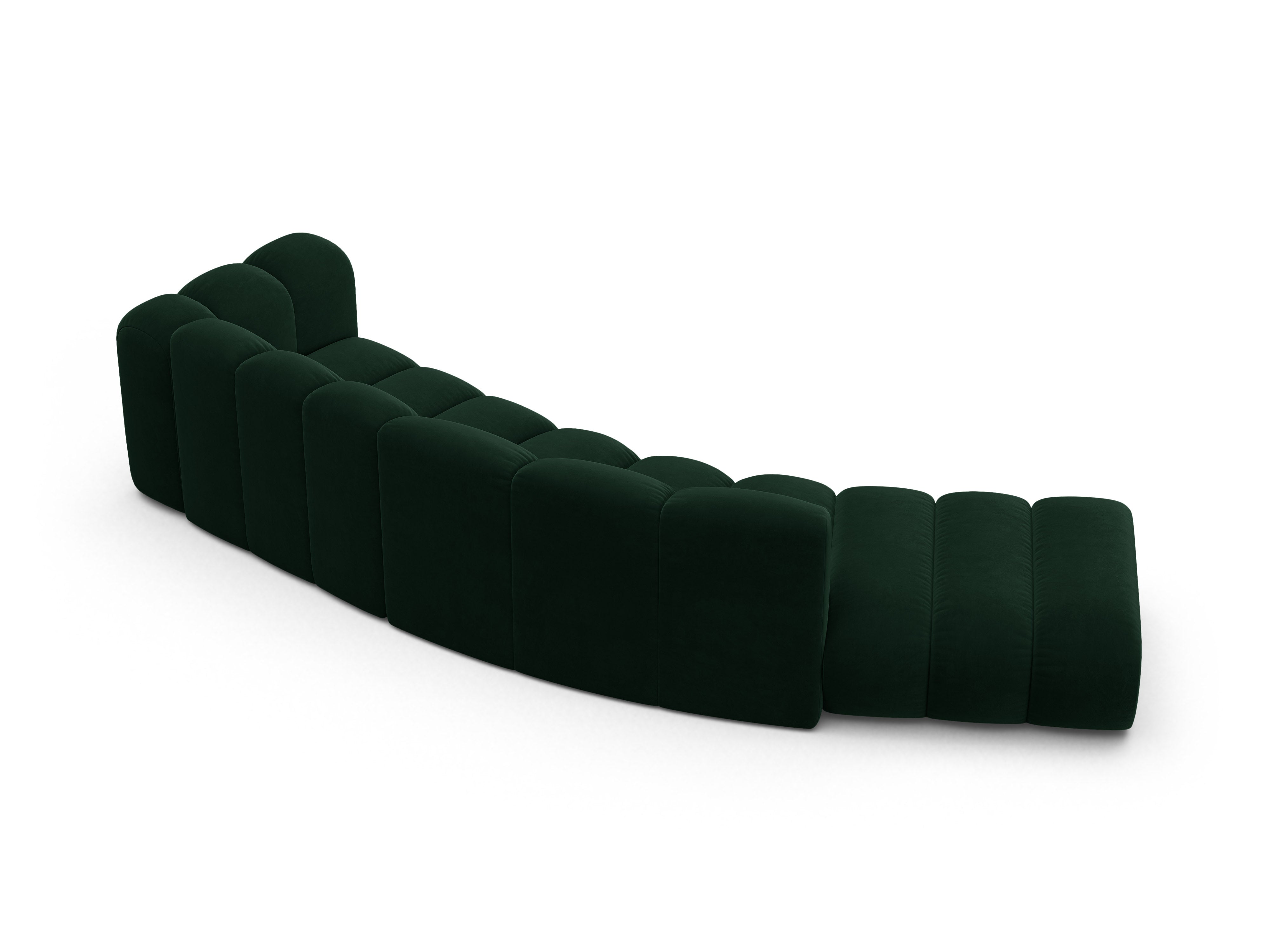 Sofa z jemného velúru pre 5 osôb ľavostranná LUPINE fľaškovozelená