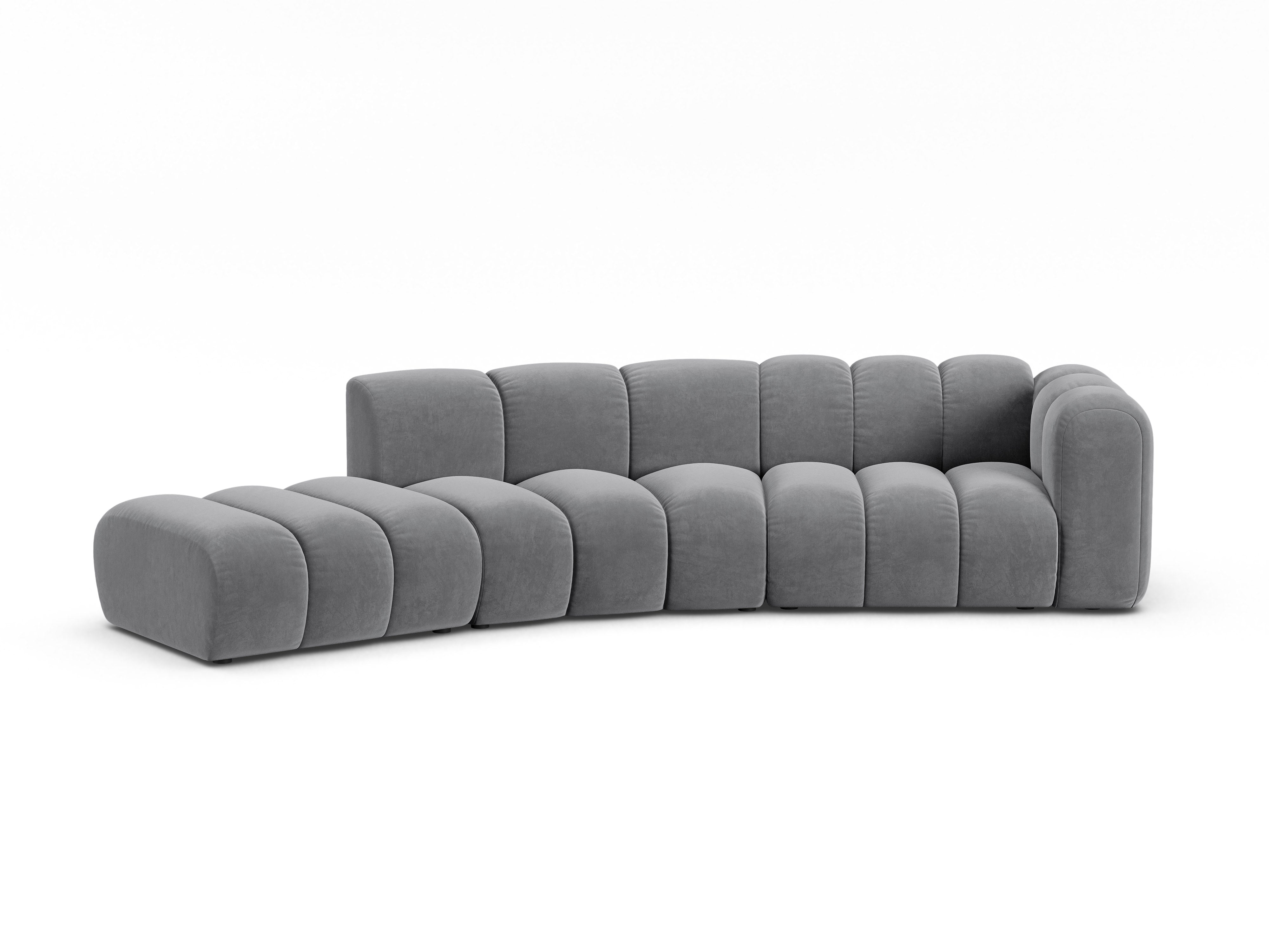 Sofa z jemného velúru pre 5 osôb ľavostranná LUPINE šedá