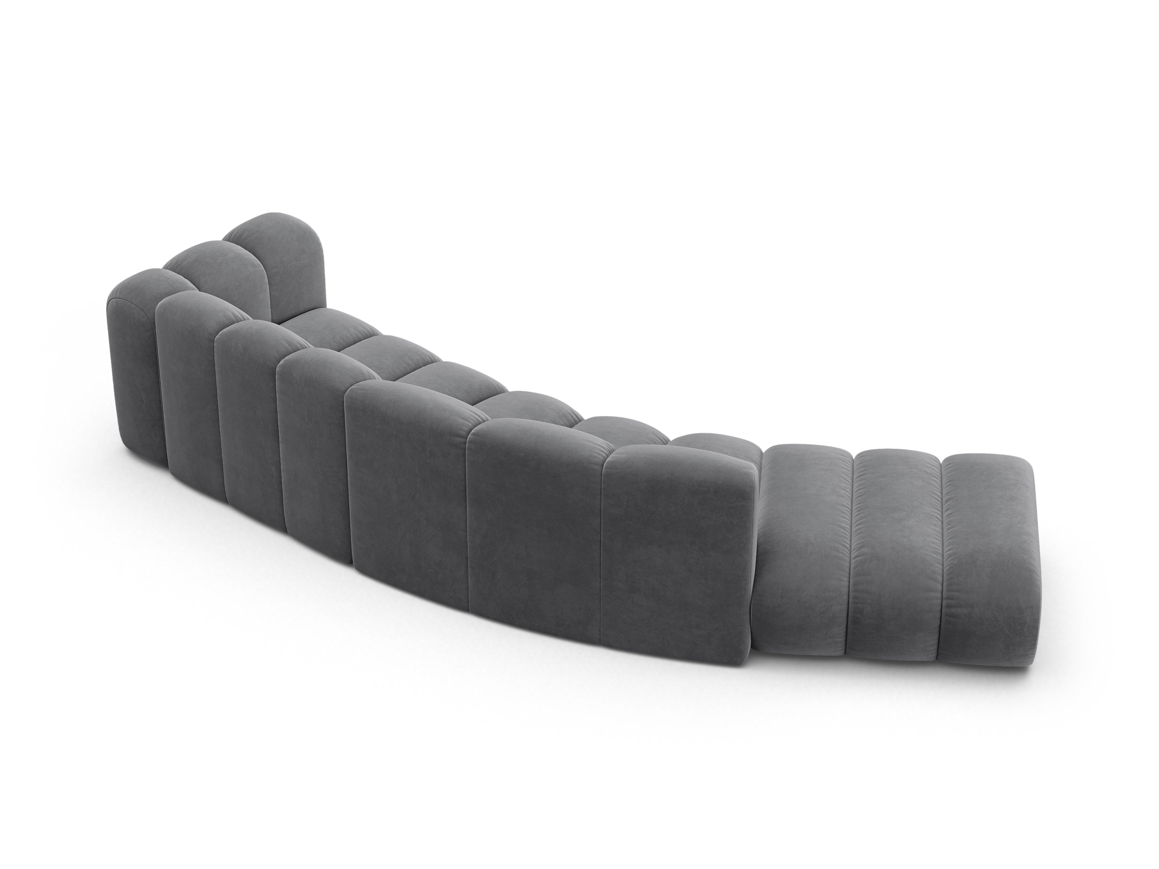 Sofa z jemného velúru pre 5 osôb ľavostranná LUPINE šedá