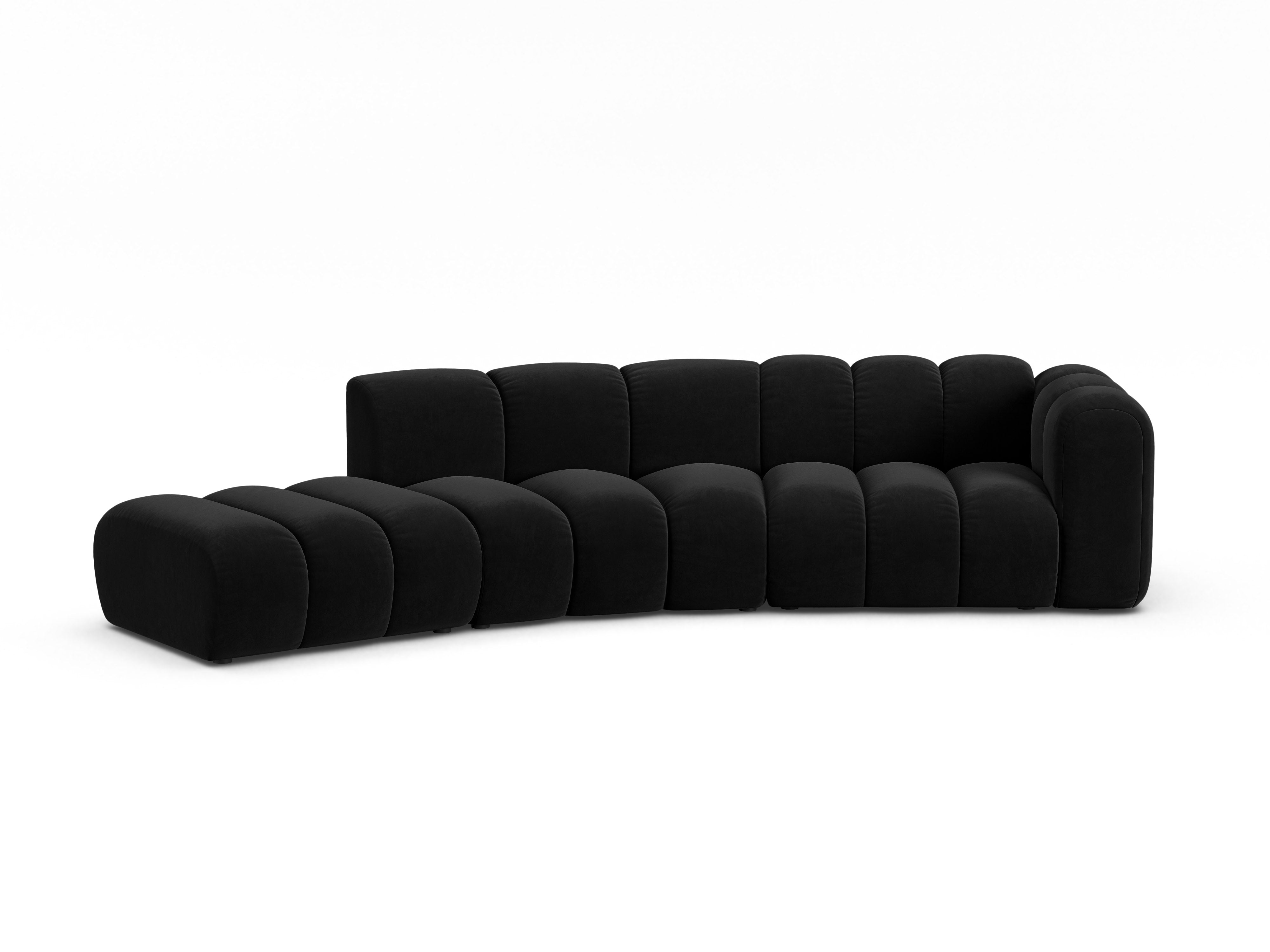 Sofa zamatová 5-osobová ľavostranná LUPINE čierna