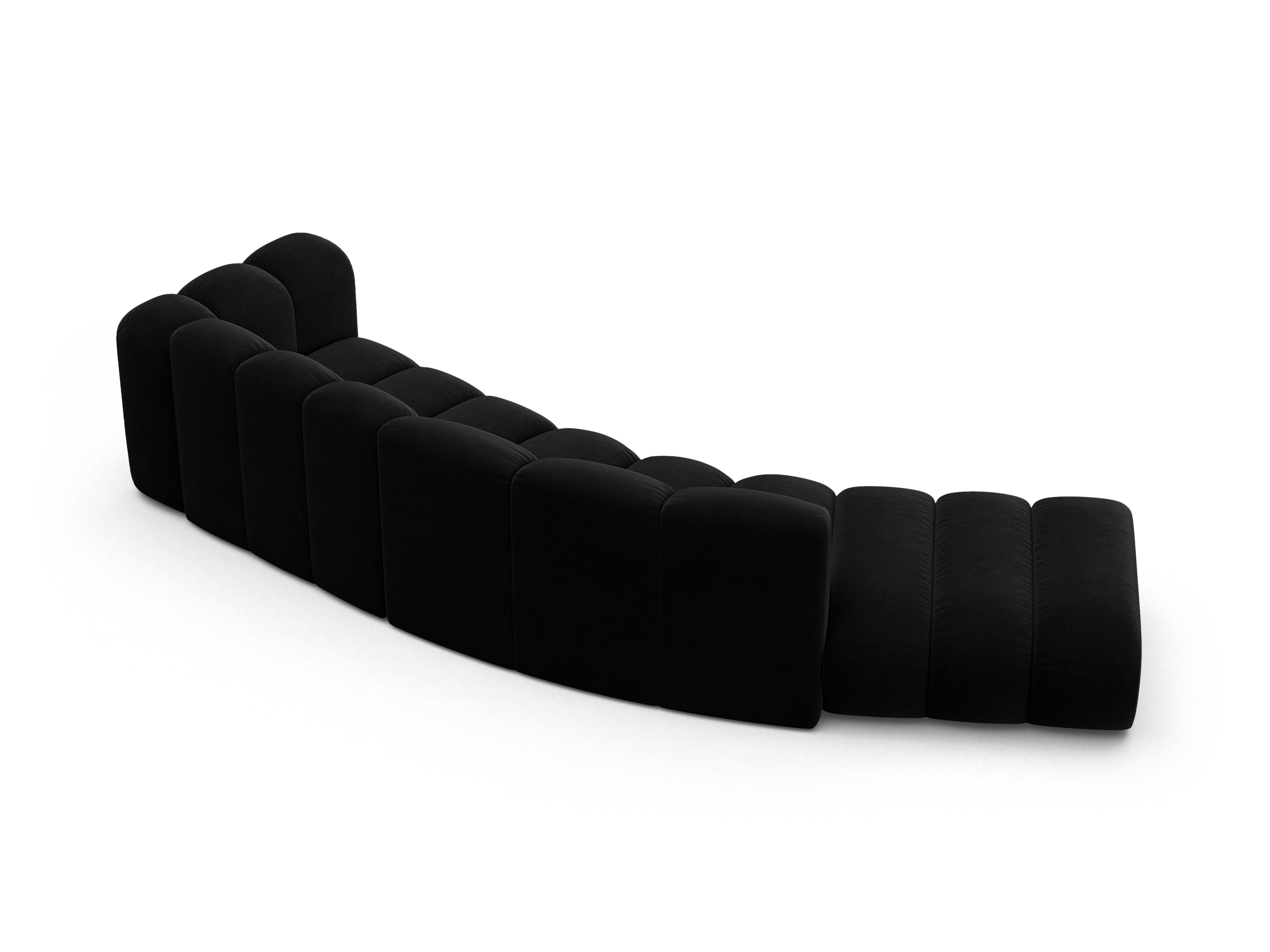 Sofa zamatová 5-osobová ľavostranná LUPINE čierna