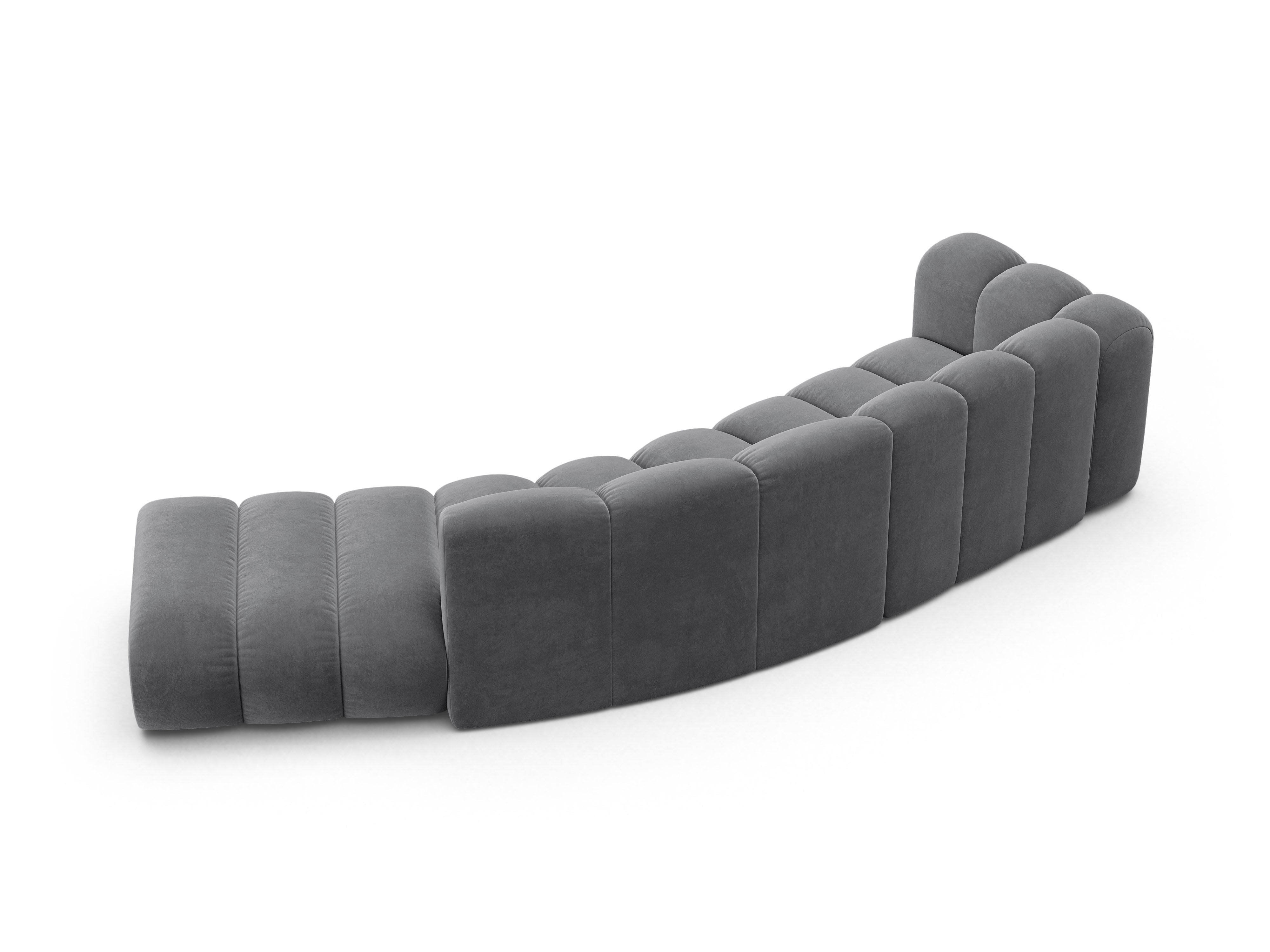 Sofa z jemného velúru pre 5 osôb pravostranná LUPINE šedá