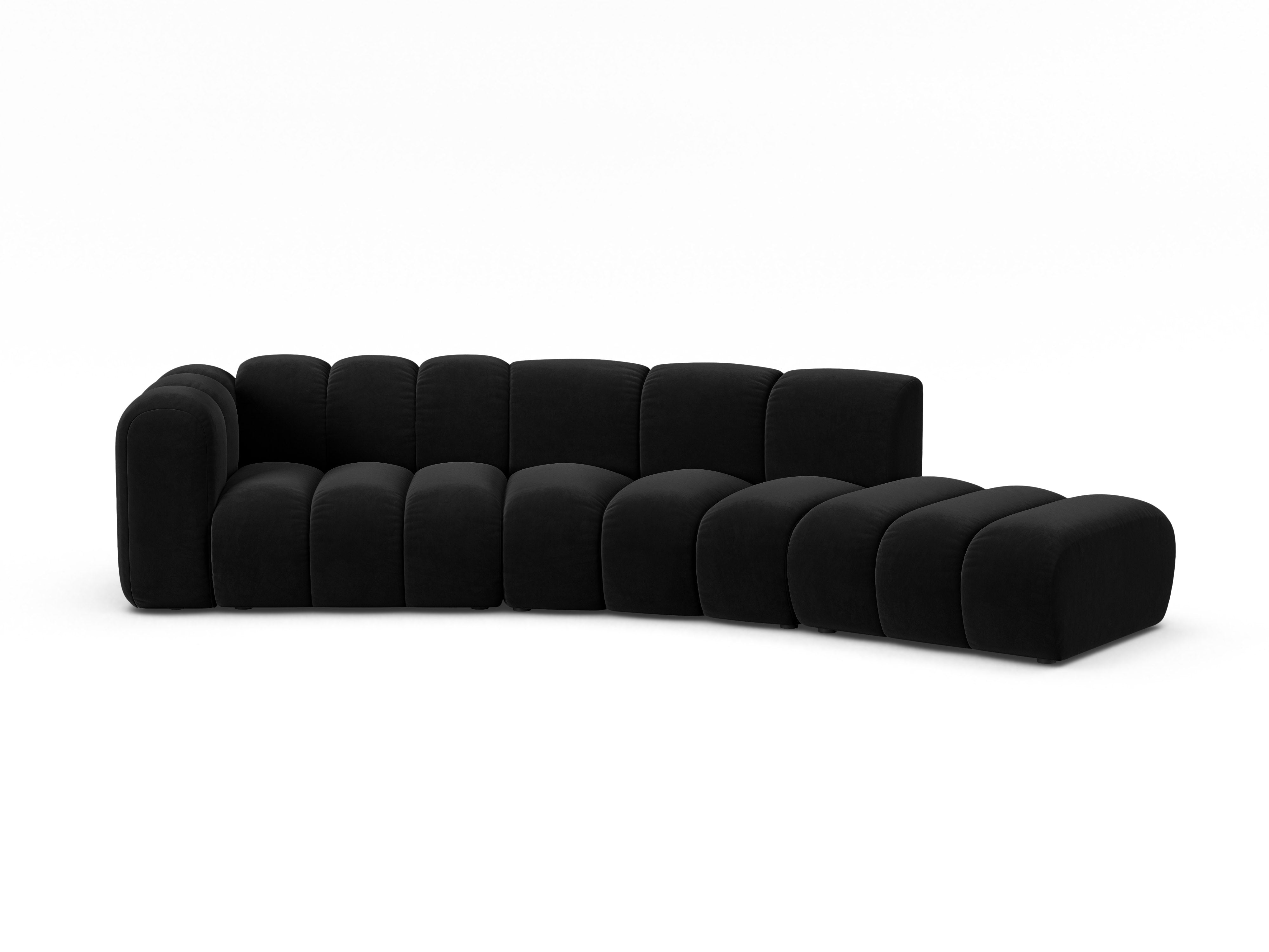Sofa z jemného velúru pre 5 osôb pravostranná LUPINE čierna