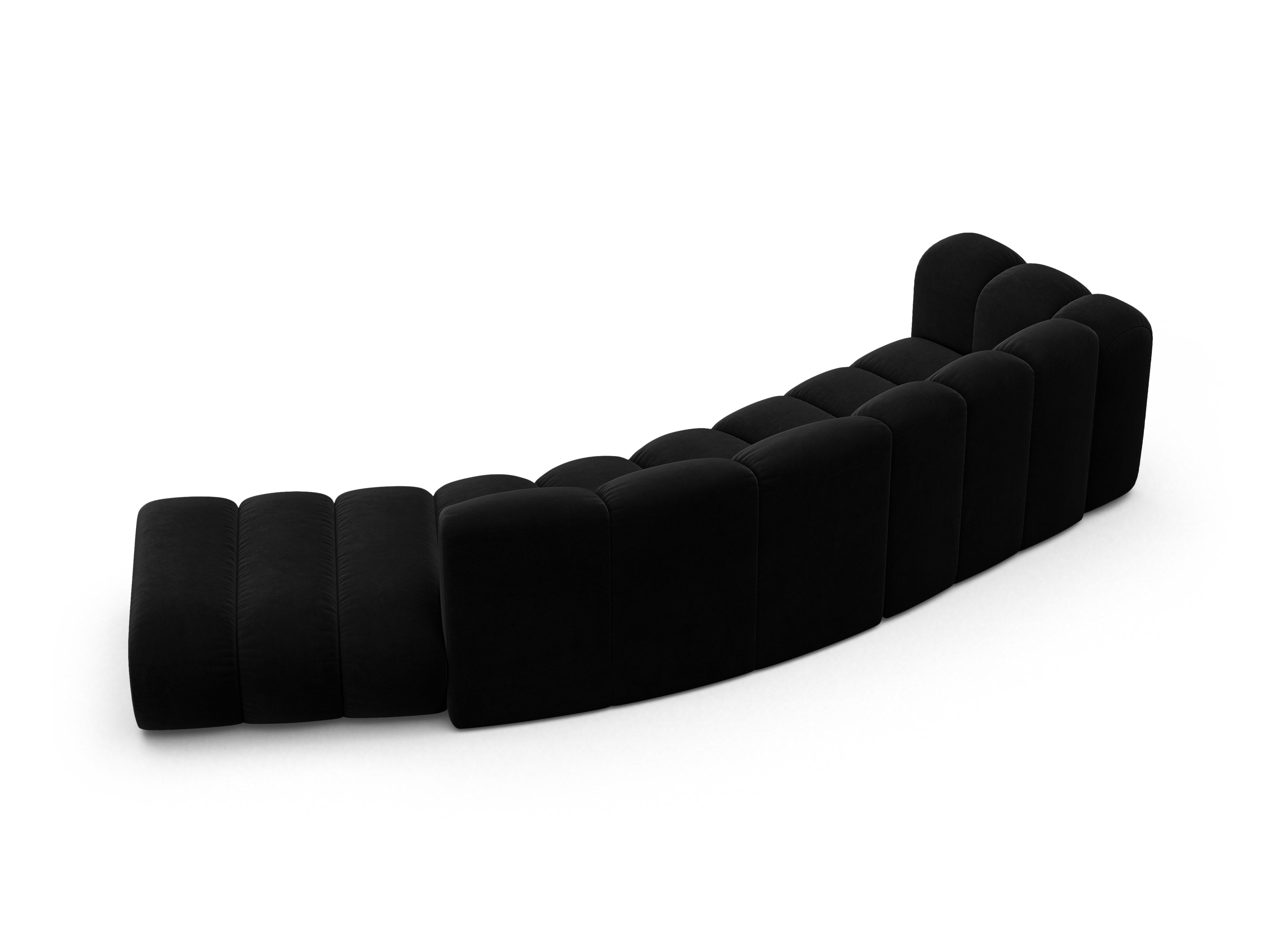 Sofa z jemného velúru pre 5 osôb pravostranná LUPINE čierna