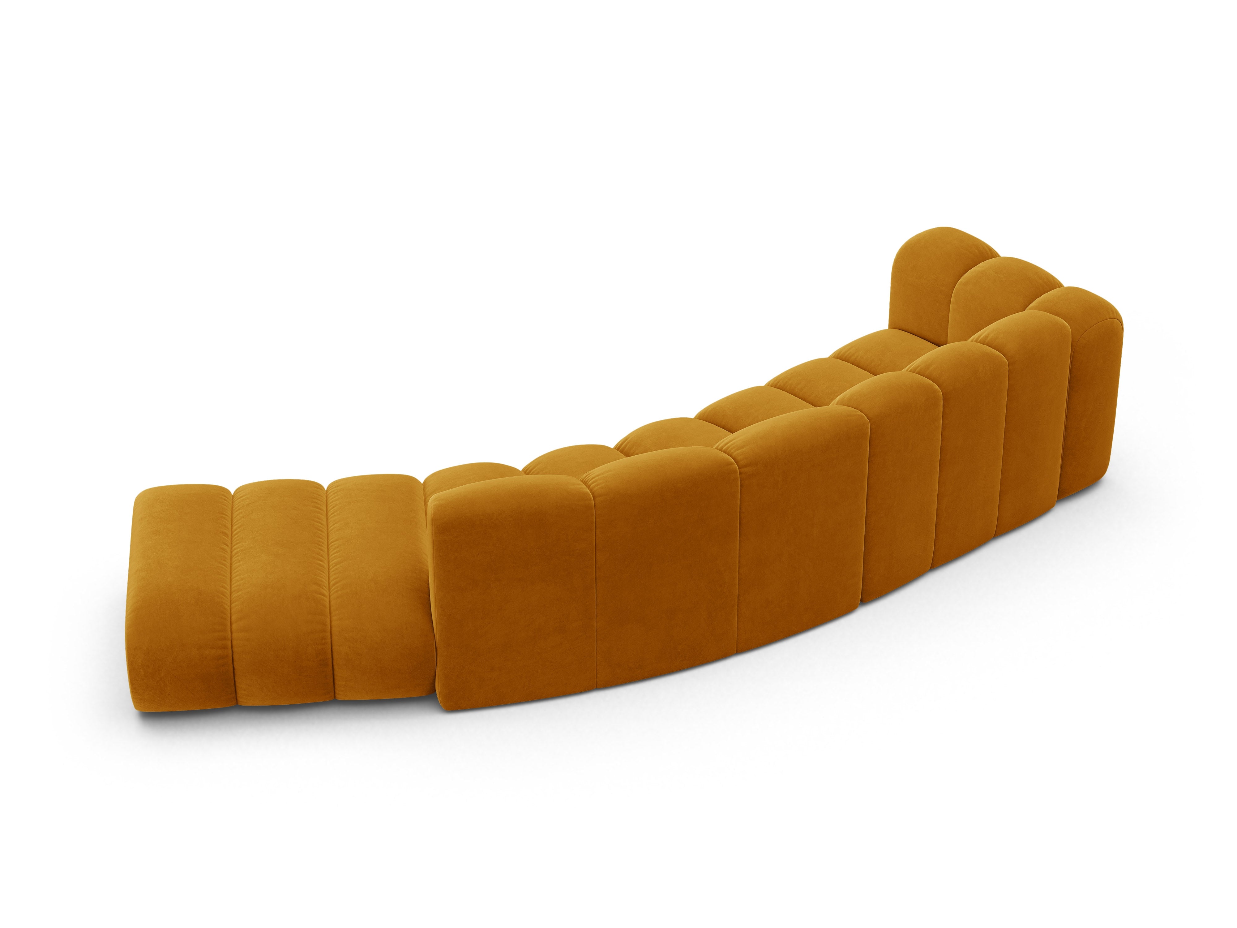Sofa z jemného velúru pre 5 osôb pravostranná LUPINE horčicová