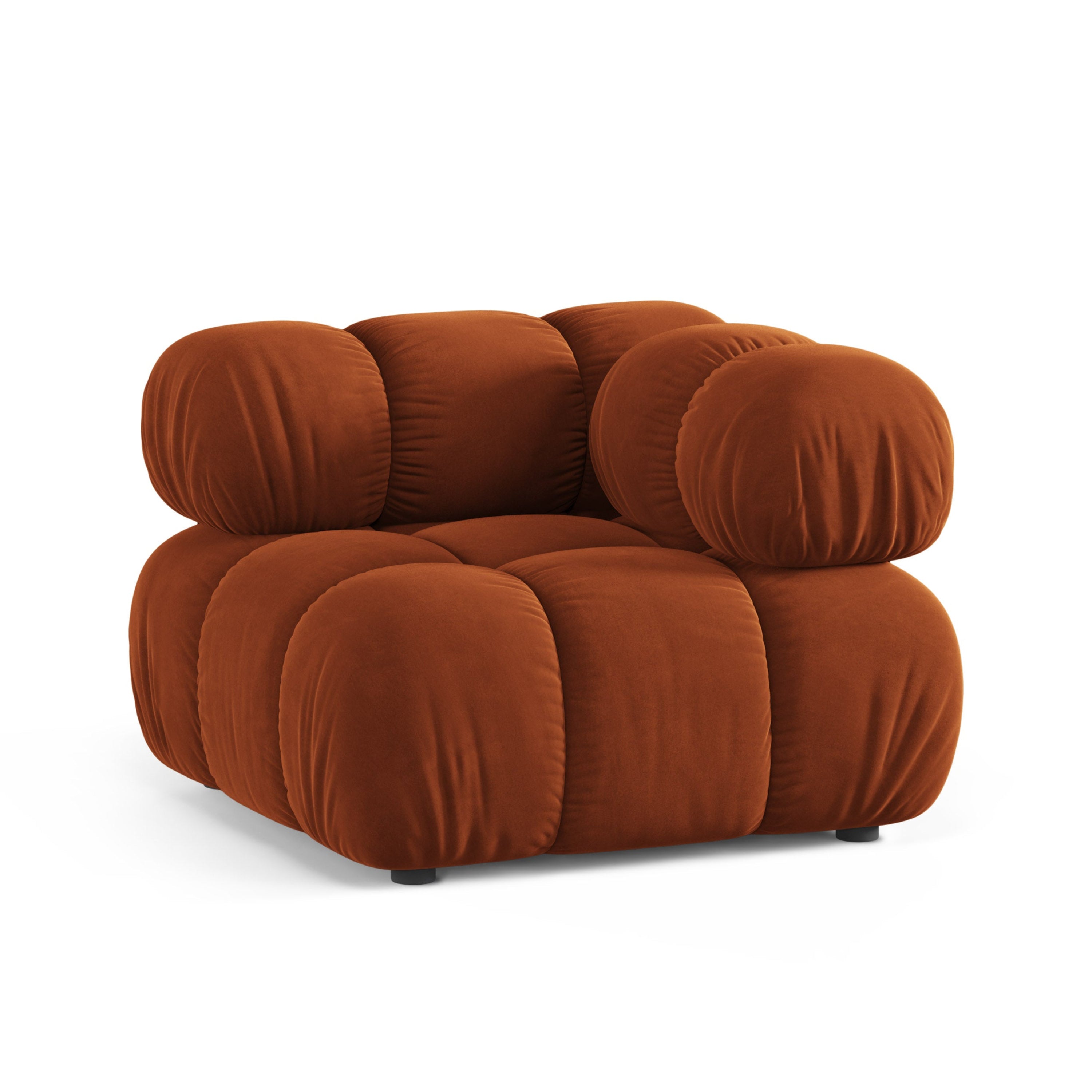 Sofa modulárna z jemného zamatového materiálu BELLIS - rohový modul v tehlovej farbe