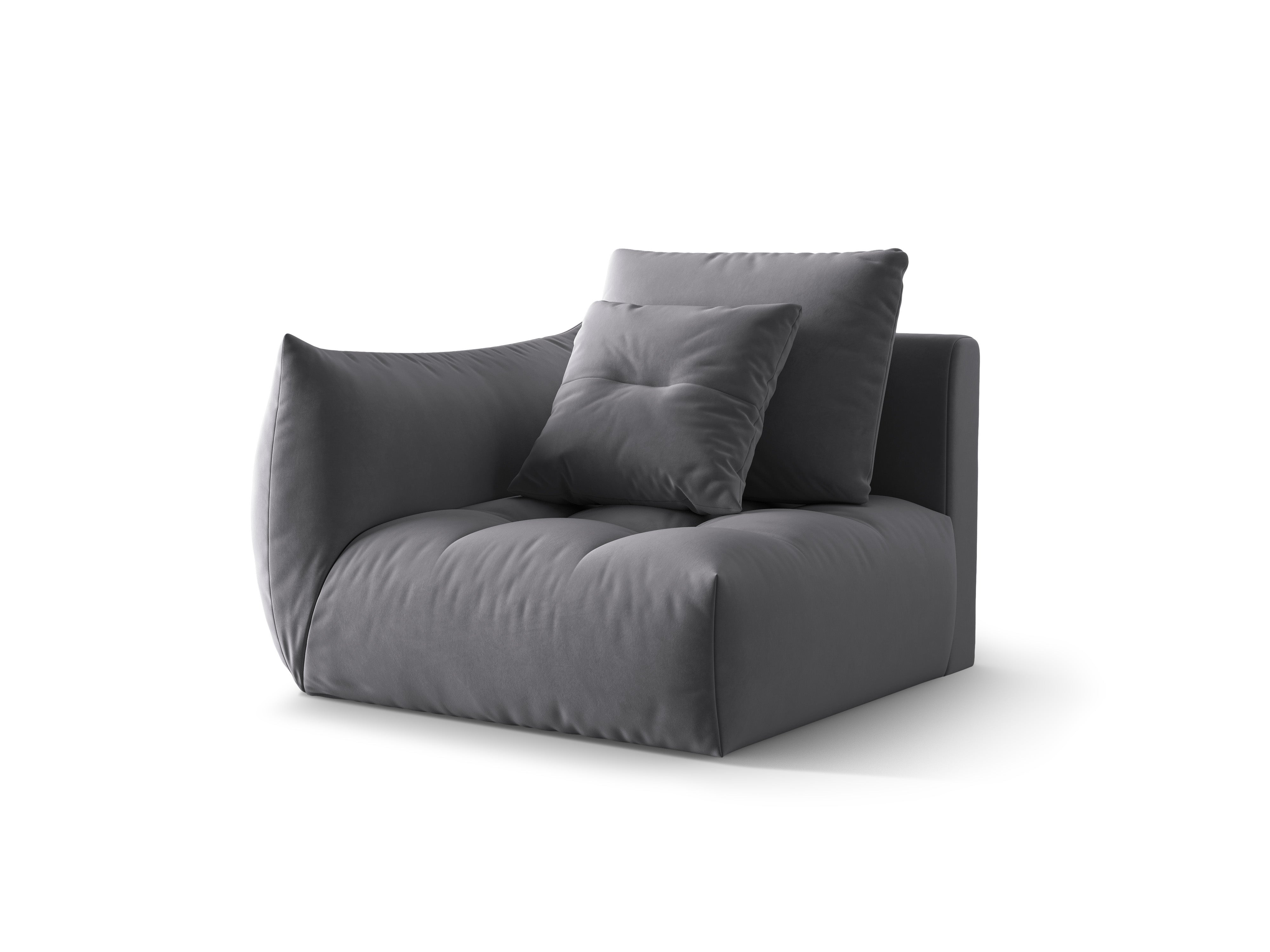 Velvet modular sofa BLOOM - left element dark gray