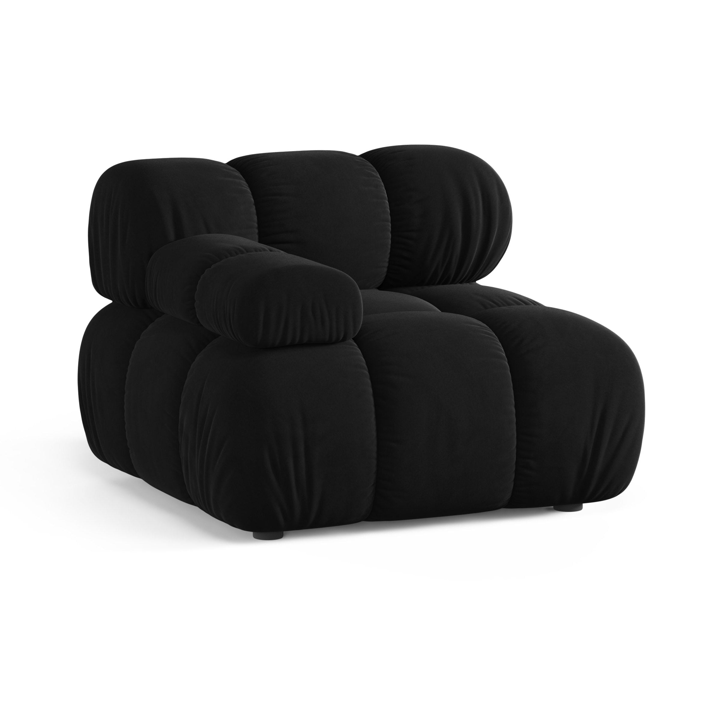 Sofa modulárna z jemného zamatového materiálu BELLIS - ľavý modul v čiernej farbe