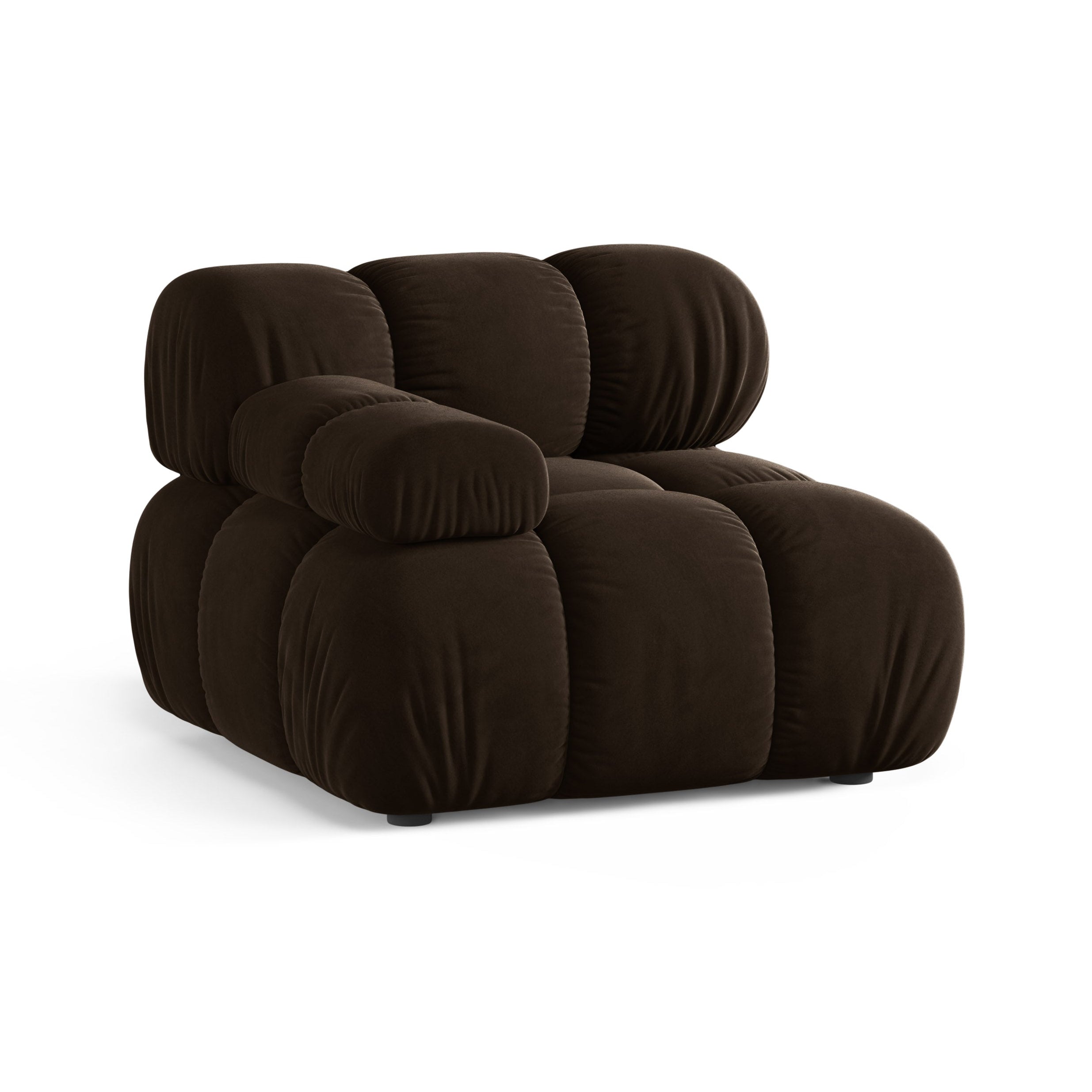 Sofa modulárna z jemného zamatového materiálu BELLIS - ľavý modul v čokoládovej farbe