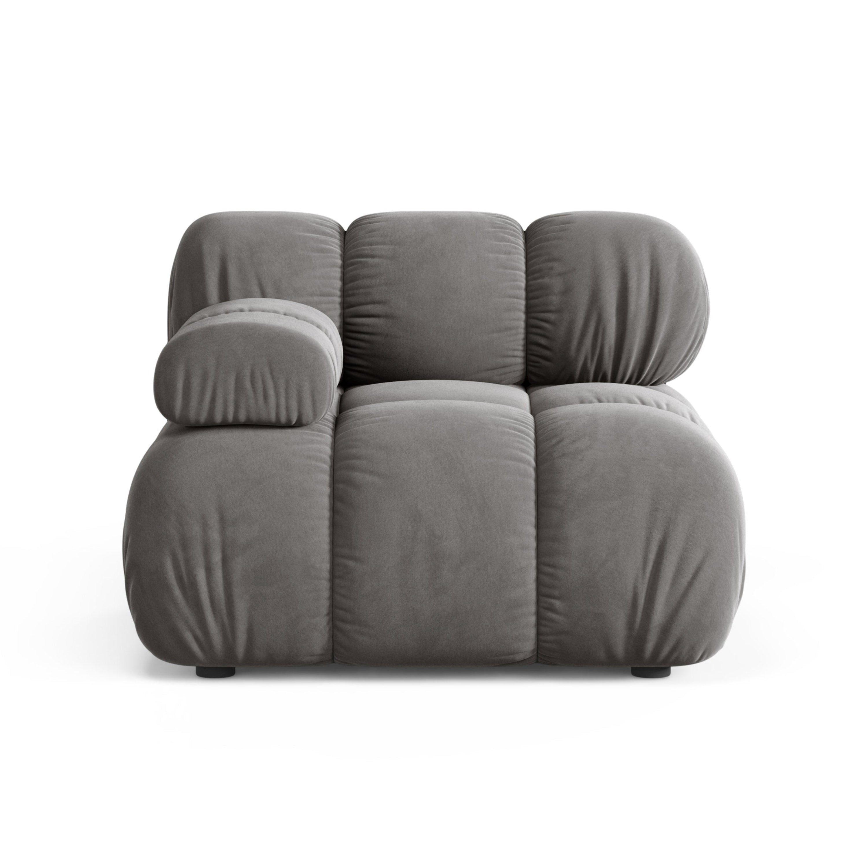 Sofa modulárna z jemného zamatového materiálu BELLIS - ľavý modul v šedej farbe
