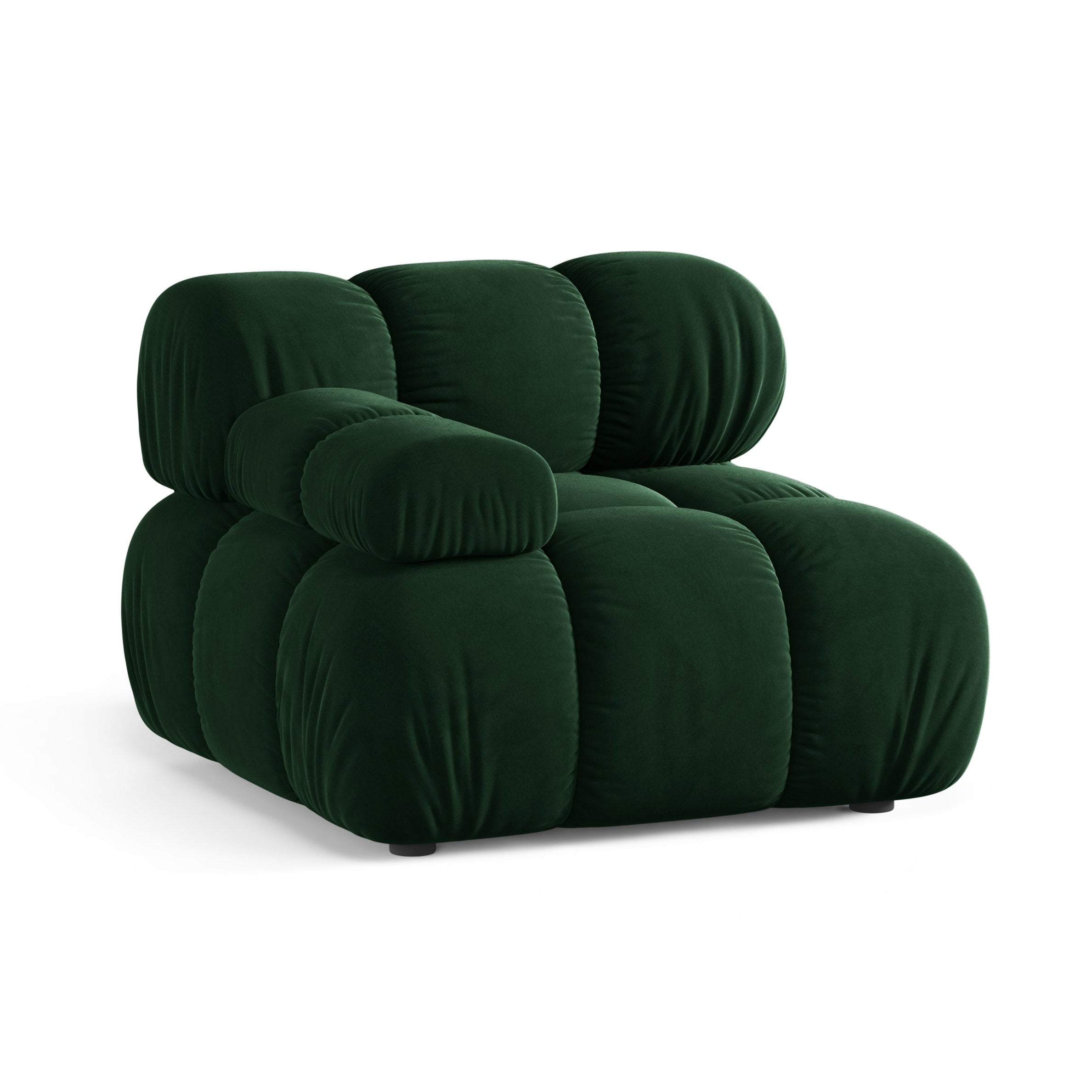 Sofa modulárna z jemného zamatového materiálu BELLIS - ľavý modul v fľaškovozelené farbe