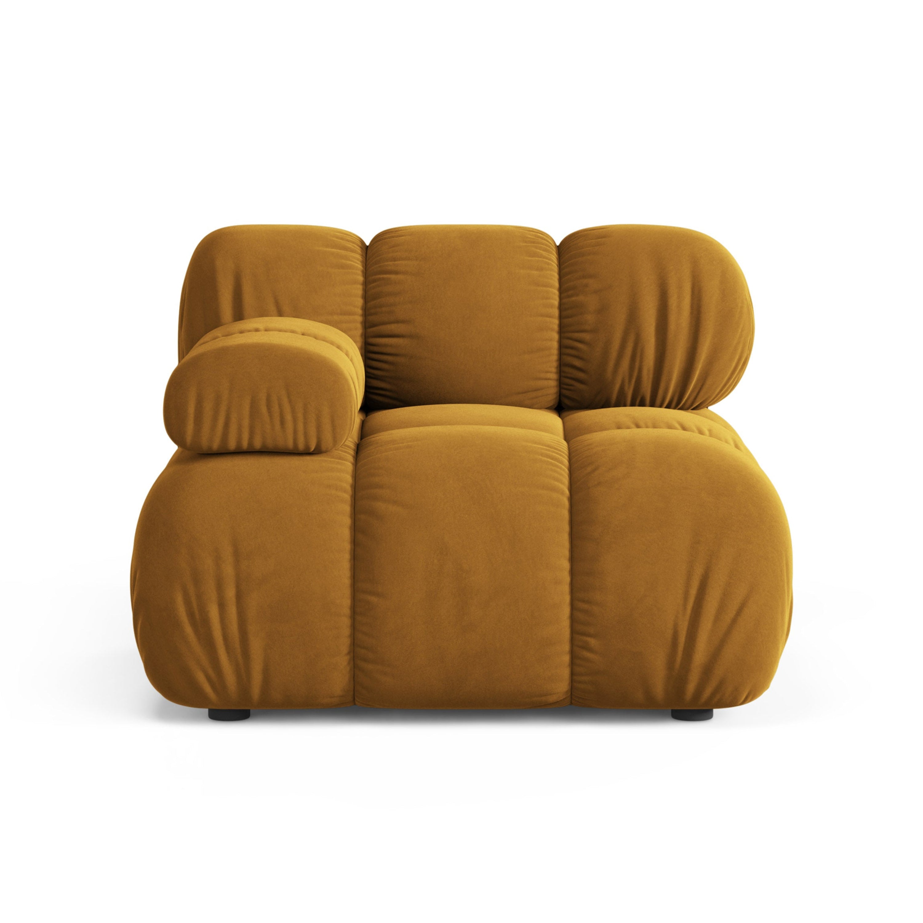 Sofa modulárna z jemného zamatového materiálu BELLIS - ľavý modul v horčicovej farbe