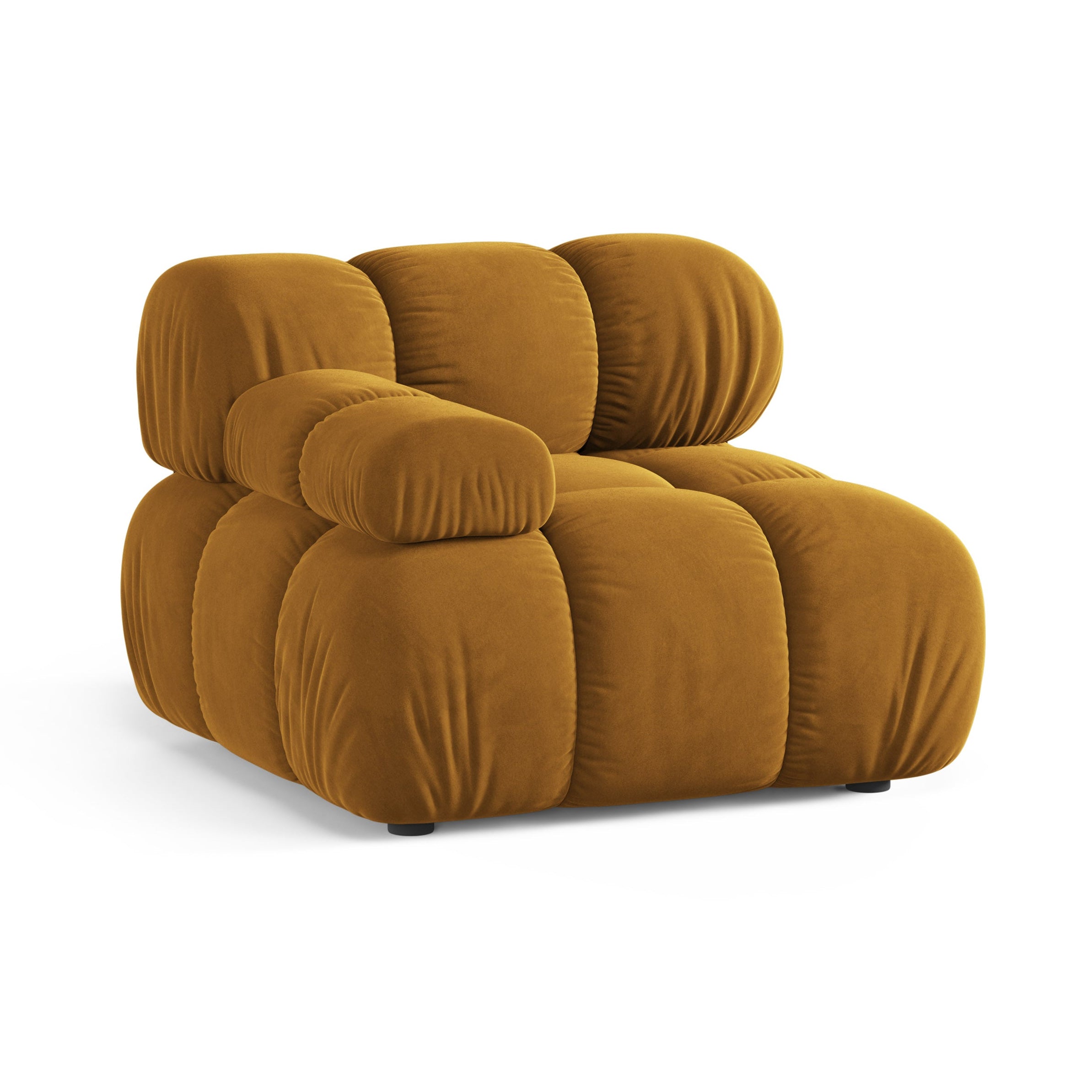 Sofa modulárna z jemného zamatového materiálu BELLIS - ľavý modul v horčicovej farbe