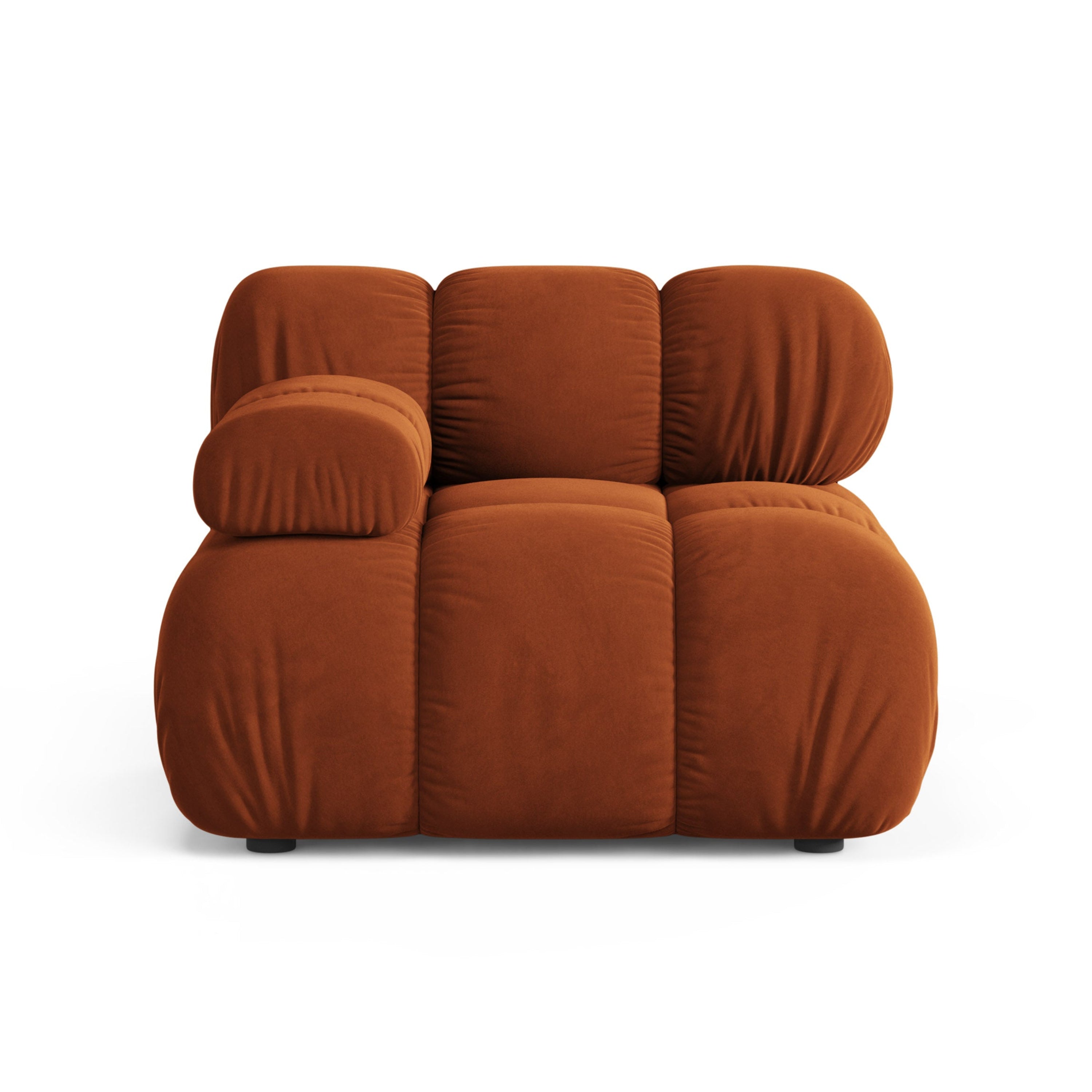 Sofa modulárna z jemného zamatového materiálu BELLIS - ľavý modul v tehlovej farbe