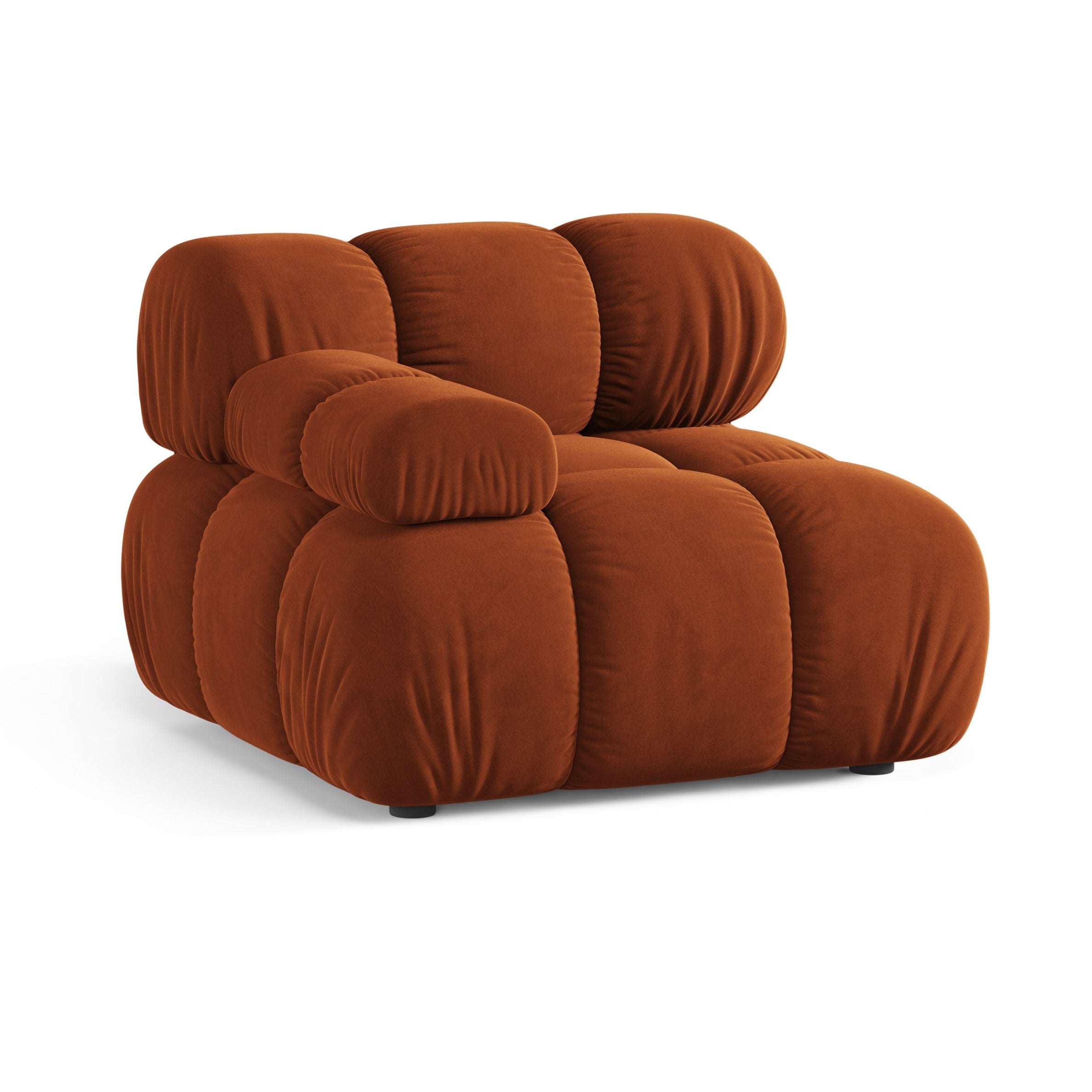 Sofa modulárna z jemného zamatového materiálu BELLIS - ľavý modul v tehlovej farbe