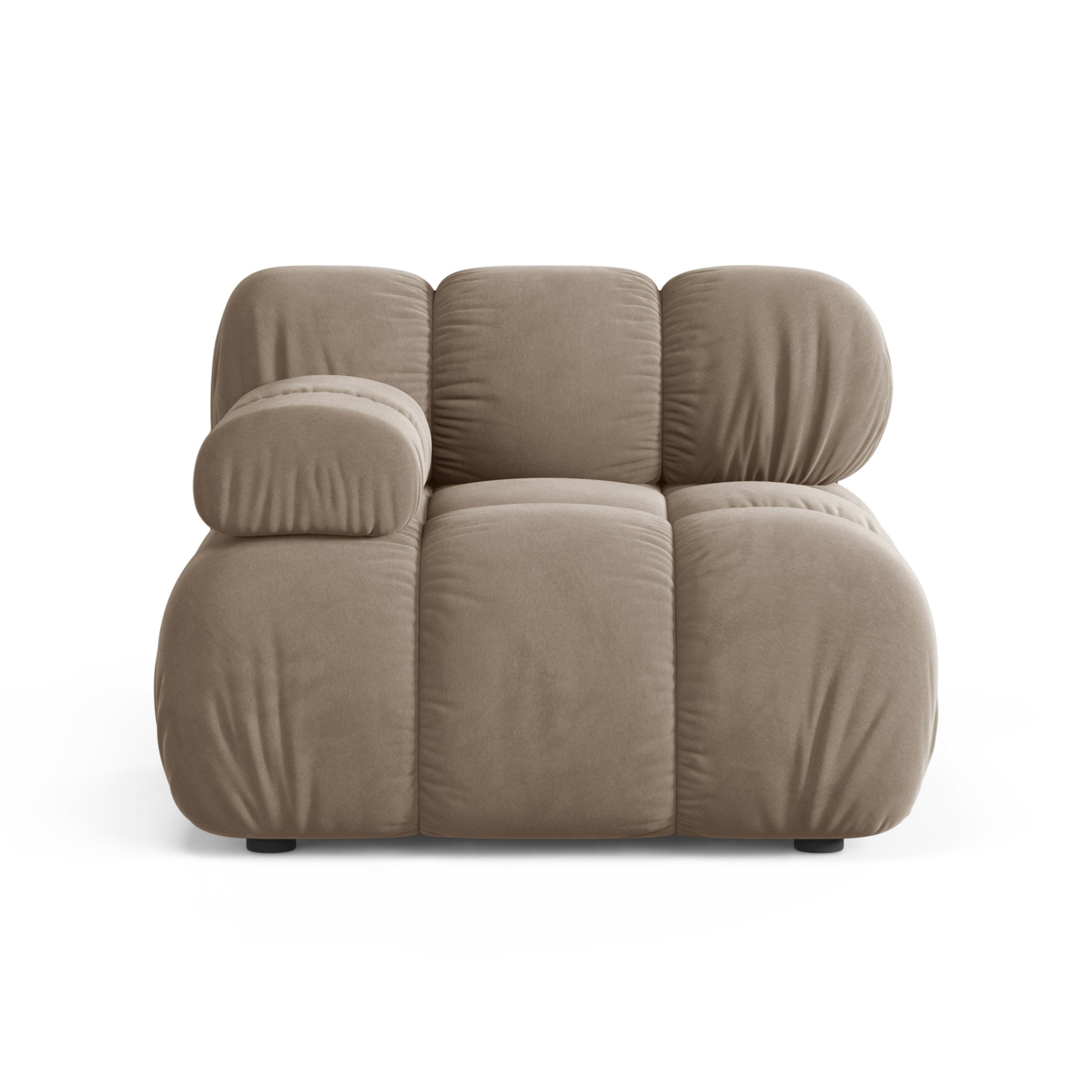 Sofa modulárna z jemného zamatového materiálu BELLIS - ľavý modul v odtieni cappuccino