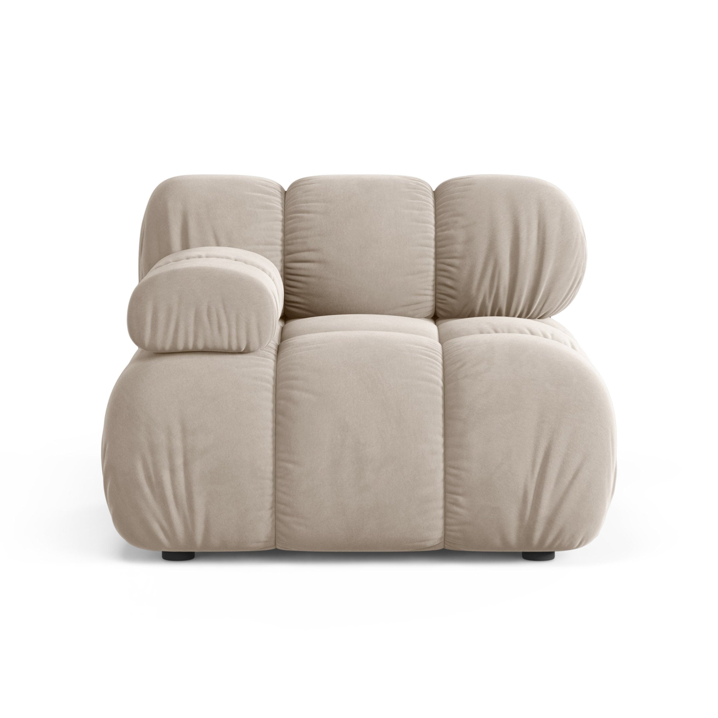 Sofa modulárna z jemného zamatového materiálu BELLIS - ľavý modul v béžovej farbe