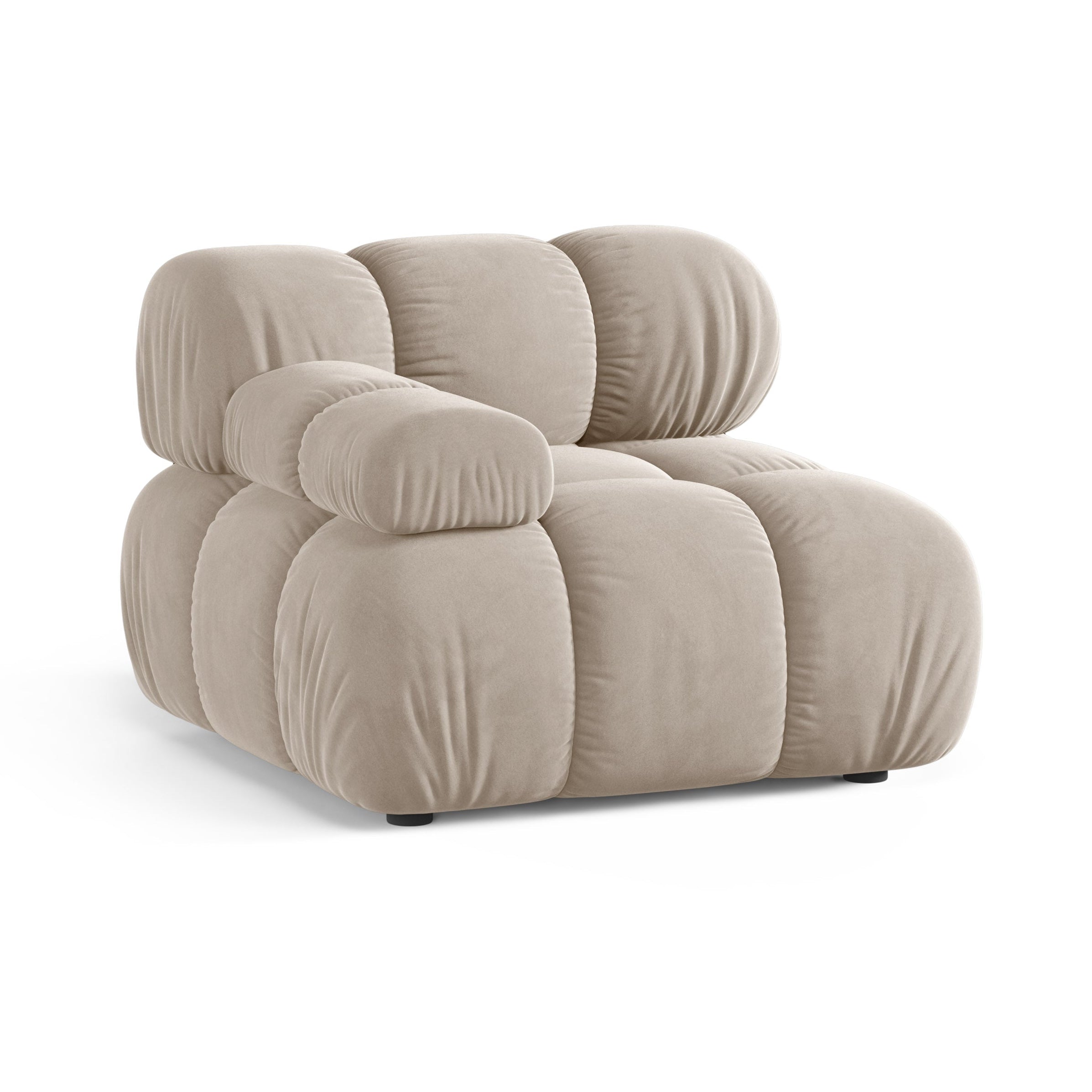 Sofa modulárna z jemného zamatového materiálu BELLIS - ľavý modul v béžovej farbe