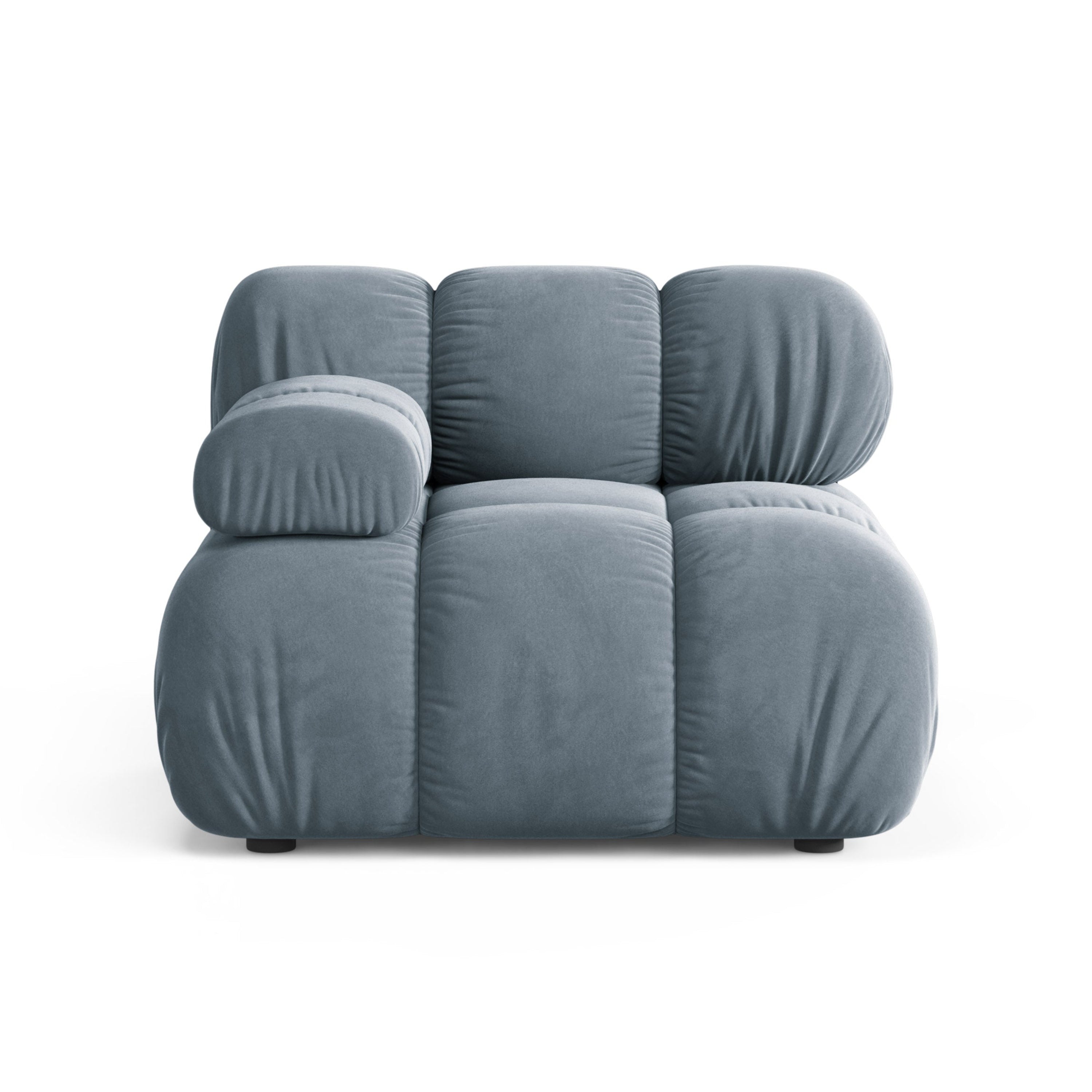 Sofa modulárna z jemného zamatového materiálu BELLIS - ľavý modul v modrej farbe