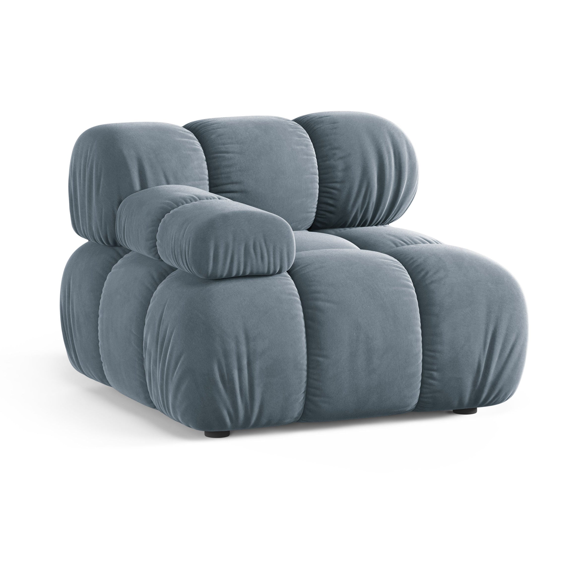 Sofa modulárna z jemného zamatového materiálu BELLIS - ľavý modul v modrej farbe