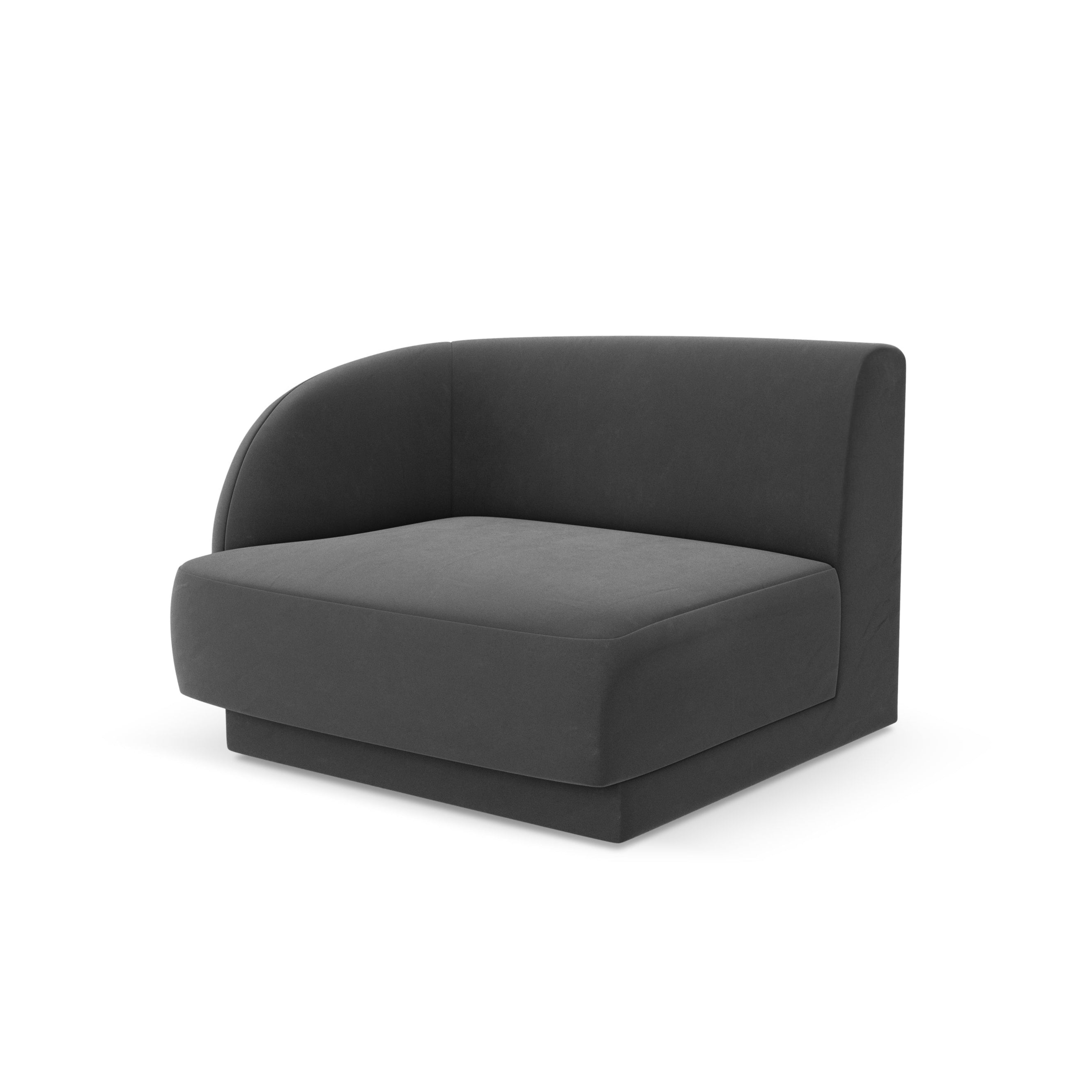 Sofá modulová zamatová MILEY - modul ľavostranný šedý