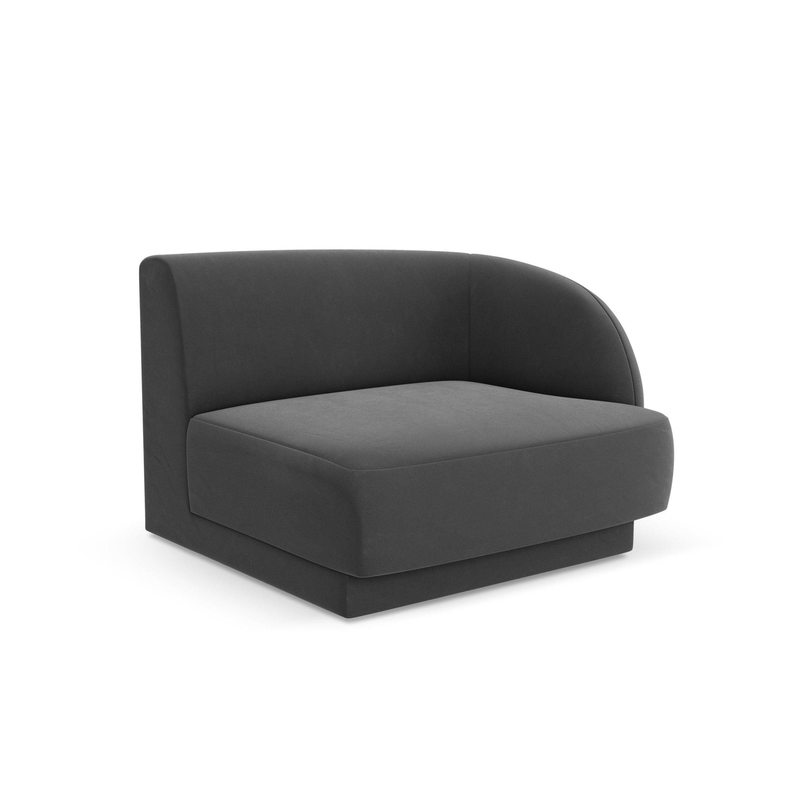 Sofá modulová zamatová MILEY - pravostranný modul šedý