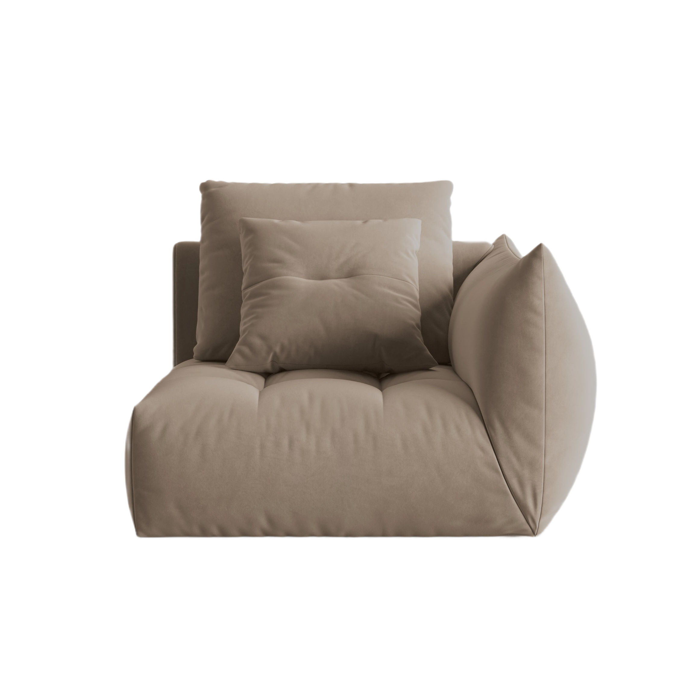 Sofá modulárna zamatová BLOOM - pravý prvok svetlohnedý