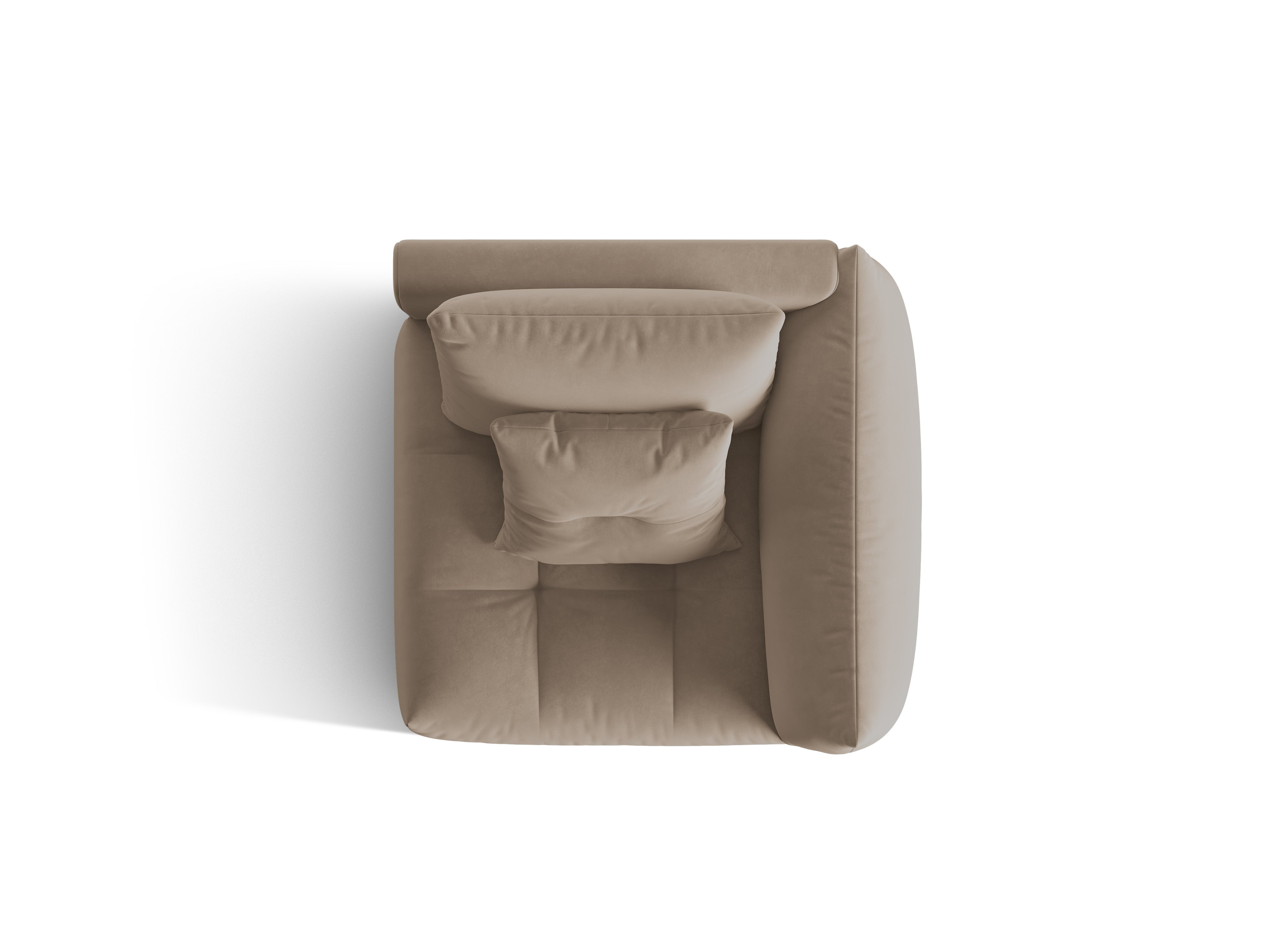 Sofá modulárna zamatová BLOOM - pravý prvok svetlohnedý