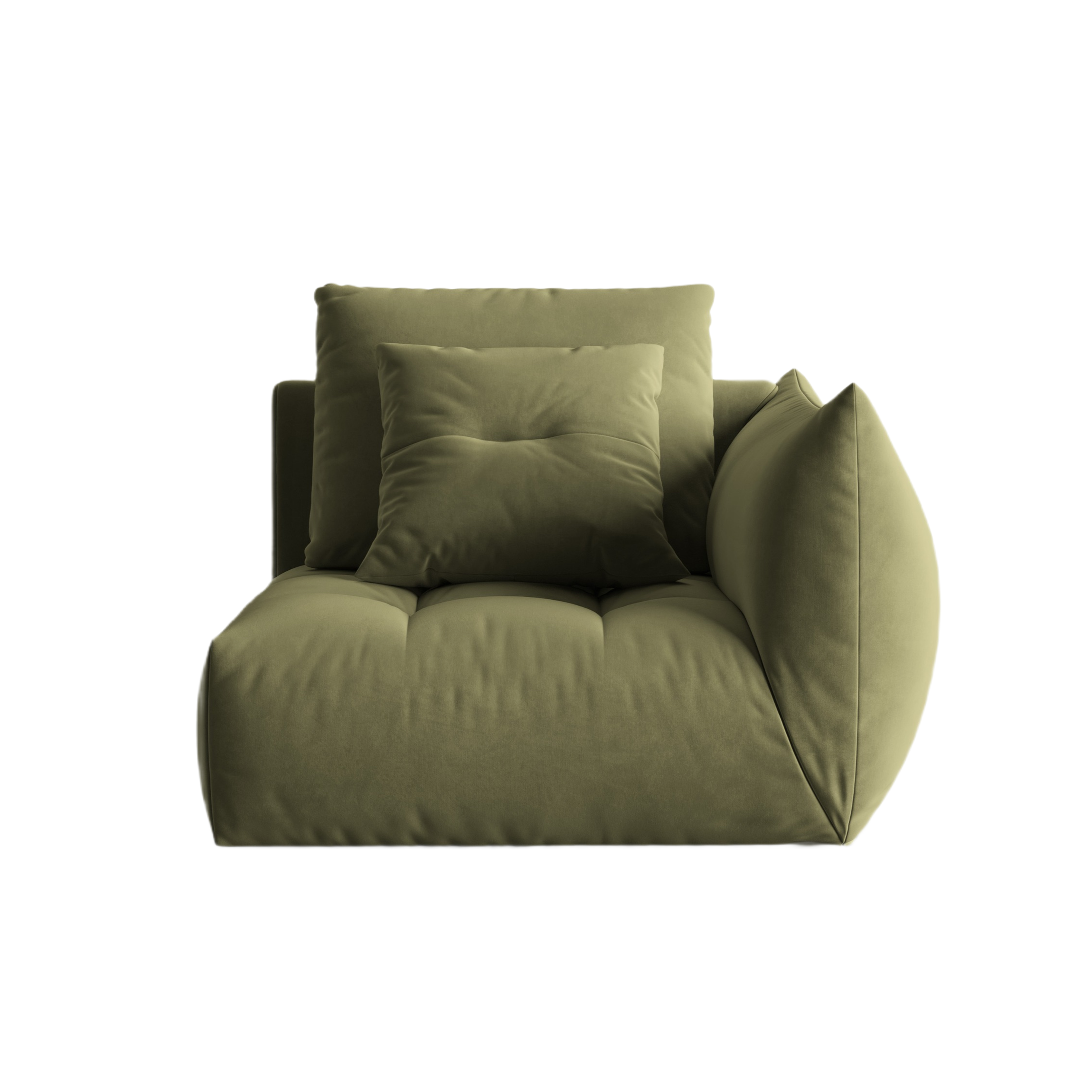 Velvet modular sofa BLOOM - right-side element green