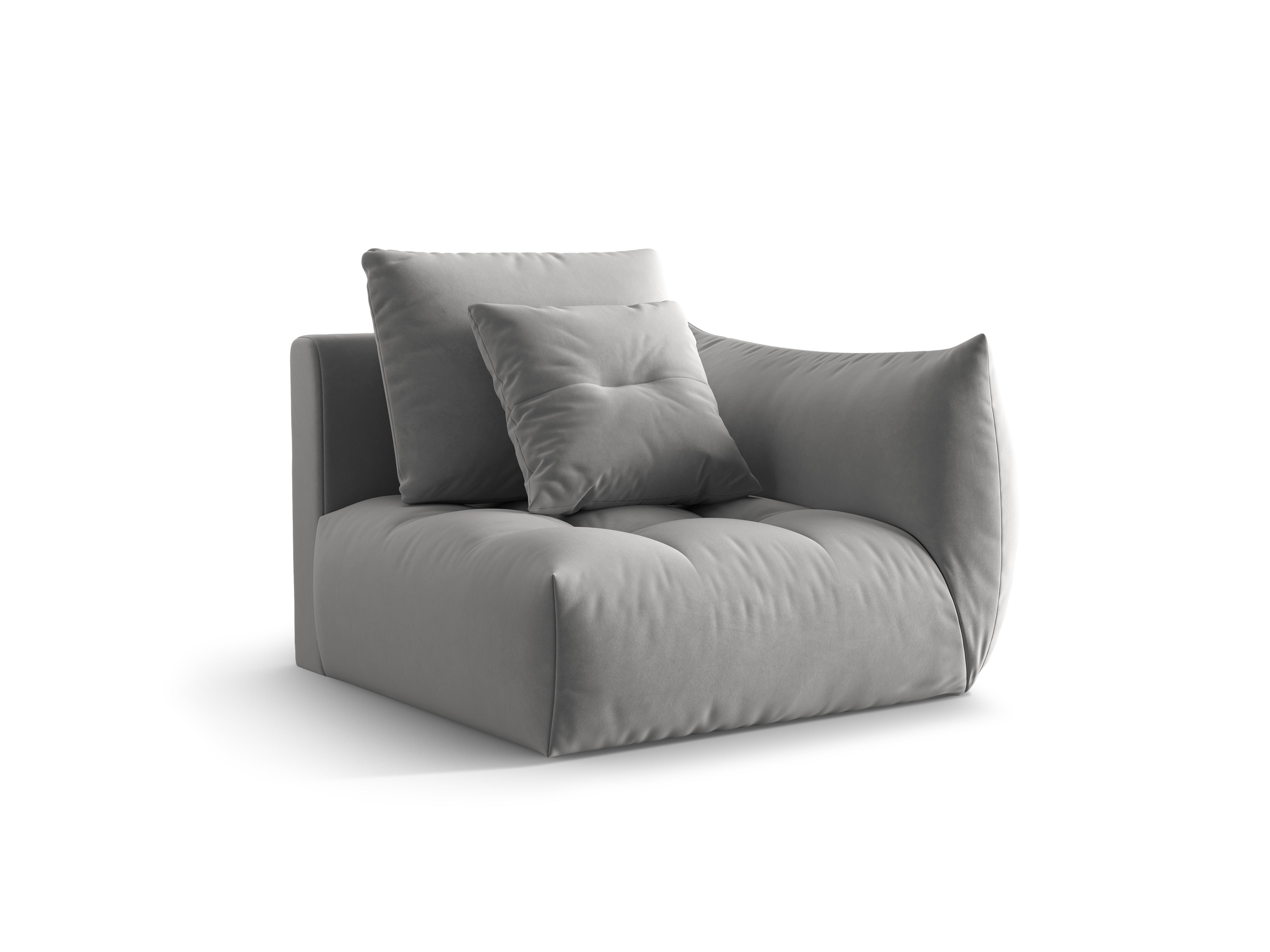 Sofá modulová zamatová BLOOM - pravý prvok šedý