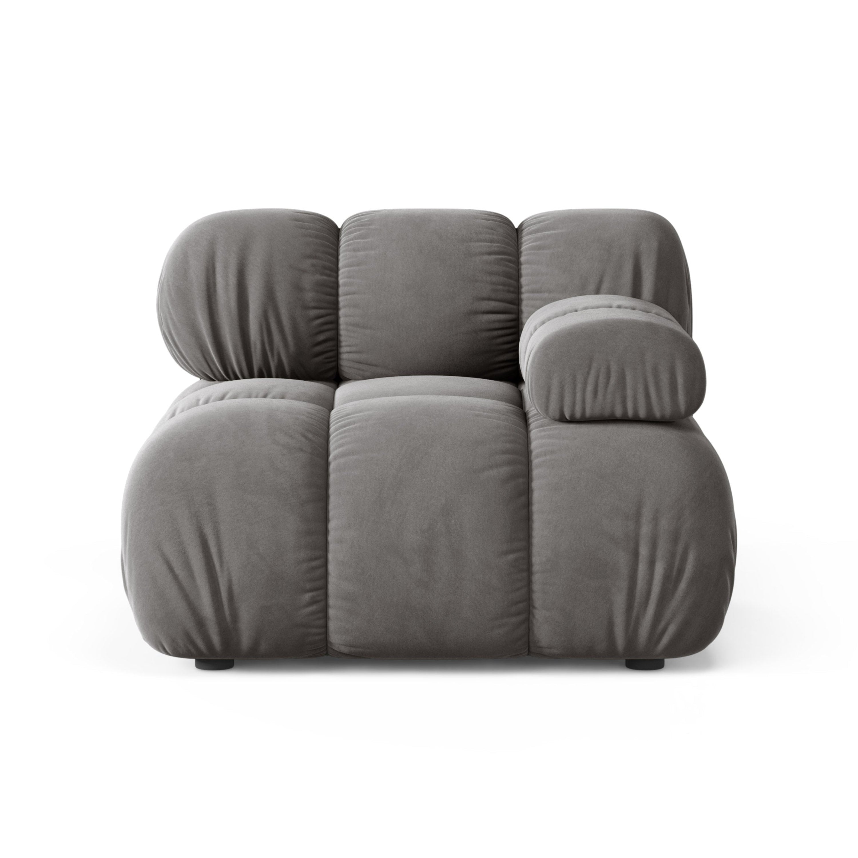 Sofa modulárna z jemného zamatového materiálu BELLIS - pravý modul v šedej farbe