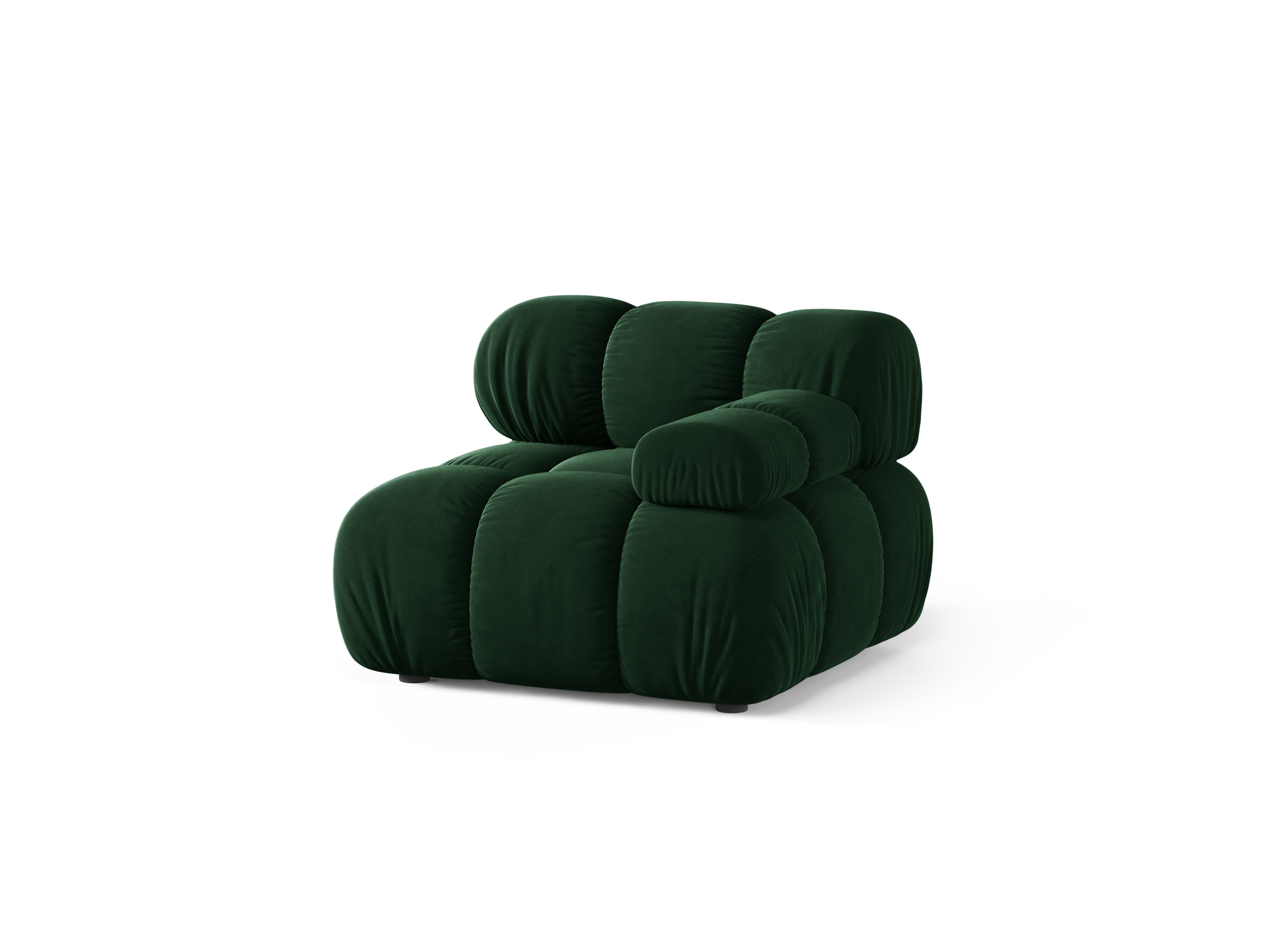 Sofa modulárna z jemného zamatového materiálu BELLIS - pravý modul v fľaškovozelené farbe