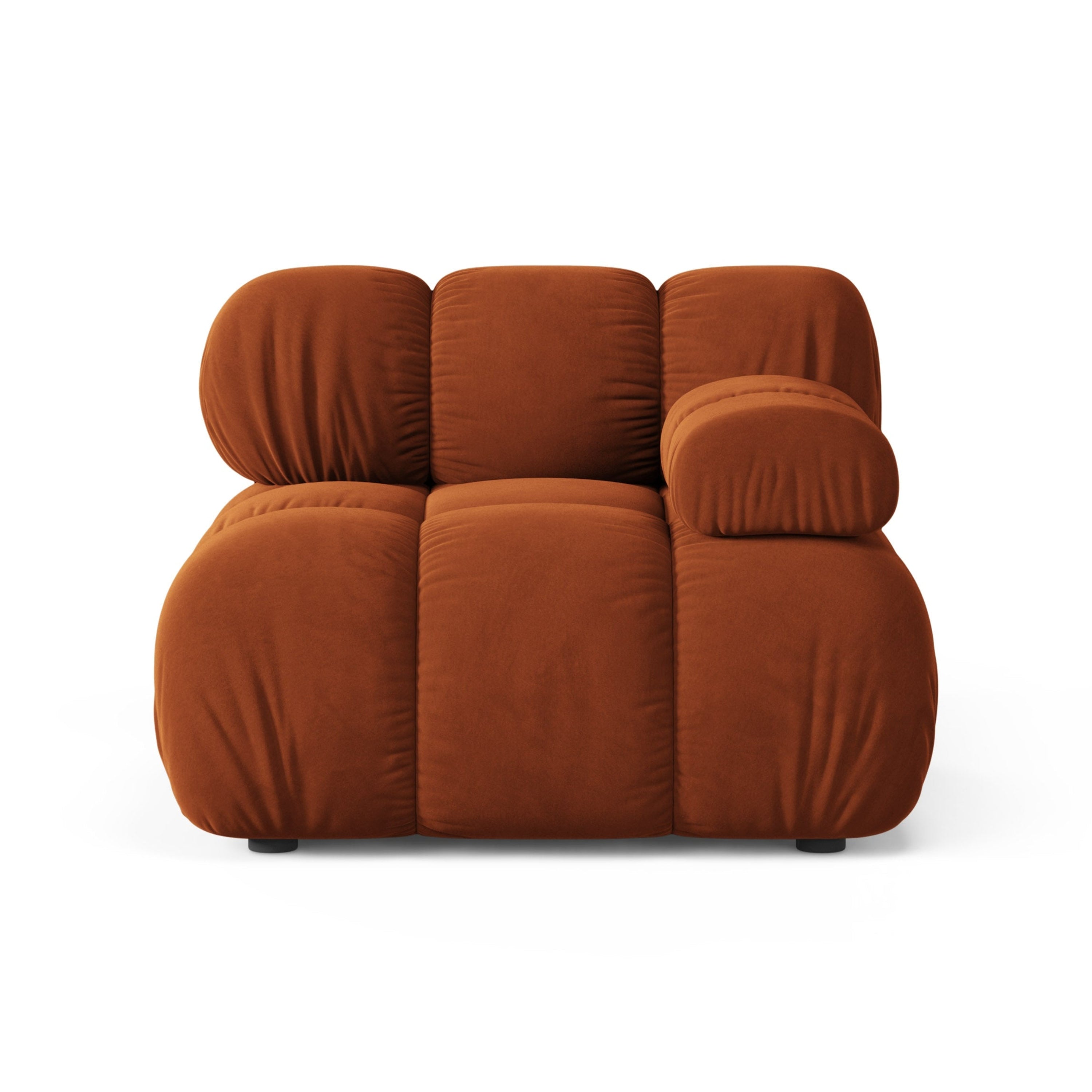 Sofa modulárna z jemného zamatového materiálu BELLIS - pravý modul v tehlovej farbe