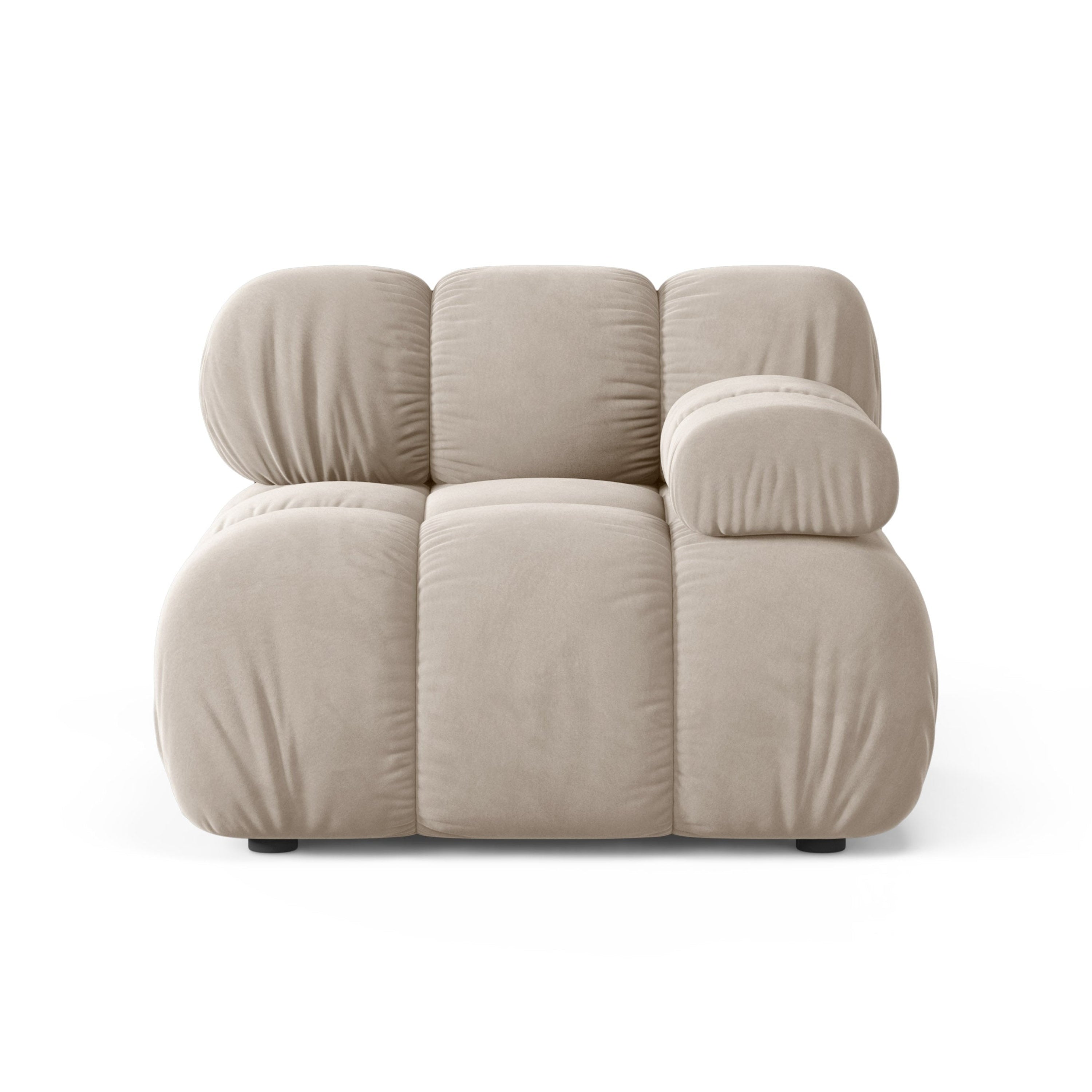 Sofa modulárna z jemného zamatového materiálu BELLIS - pravý modul v béžovej farbe