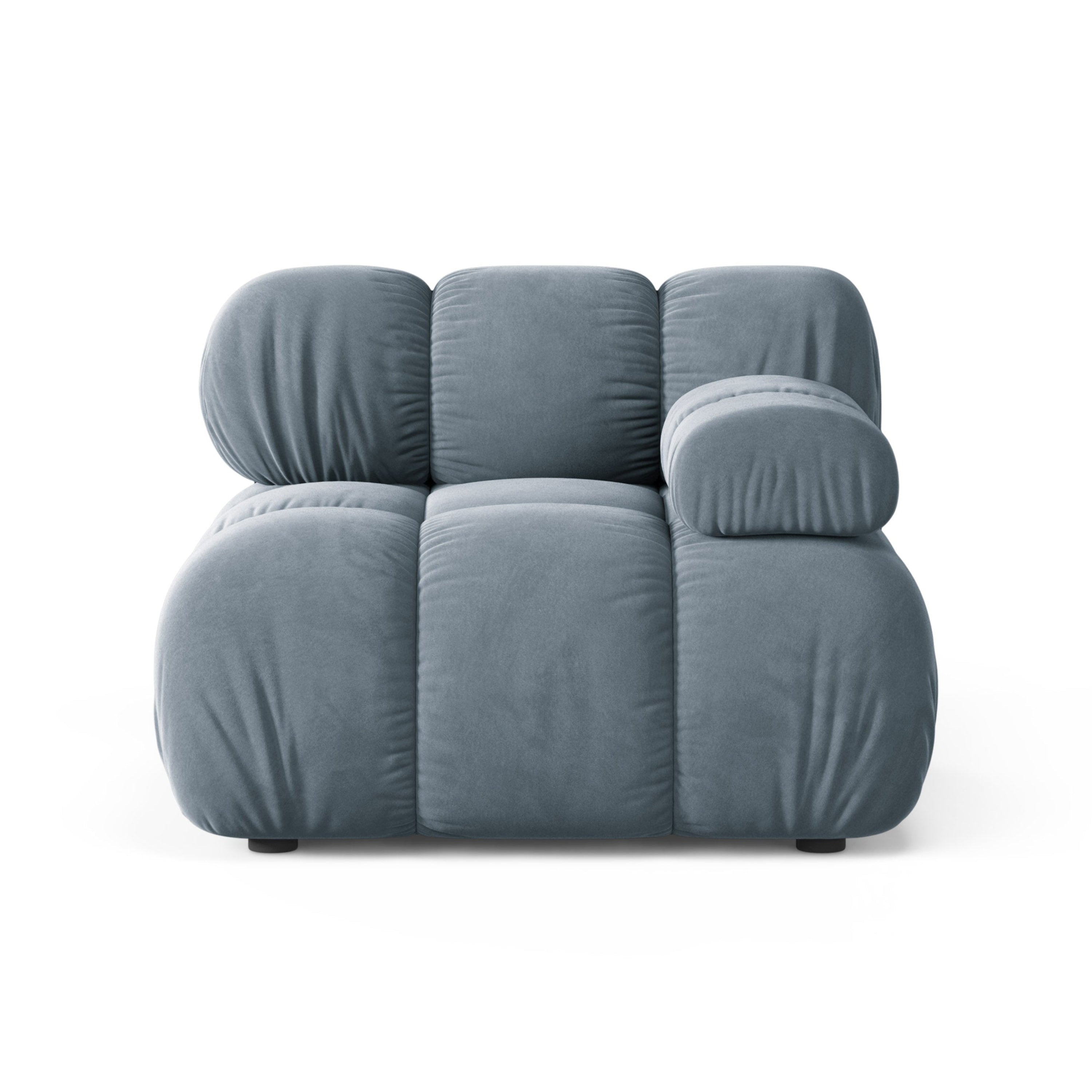 Sofa modulárna z jemného zamatového materiálu BELLIS - pravý modul v modrej farbe