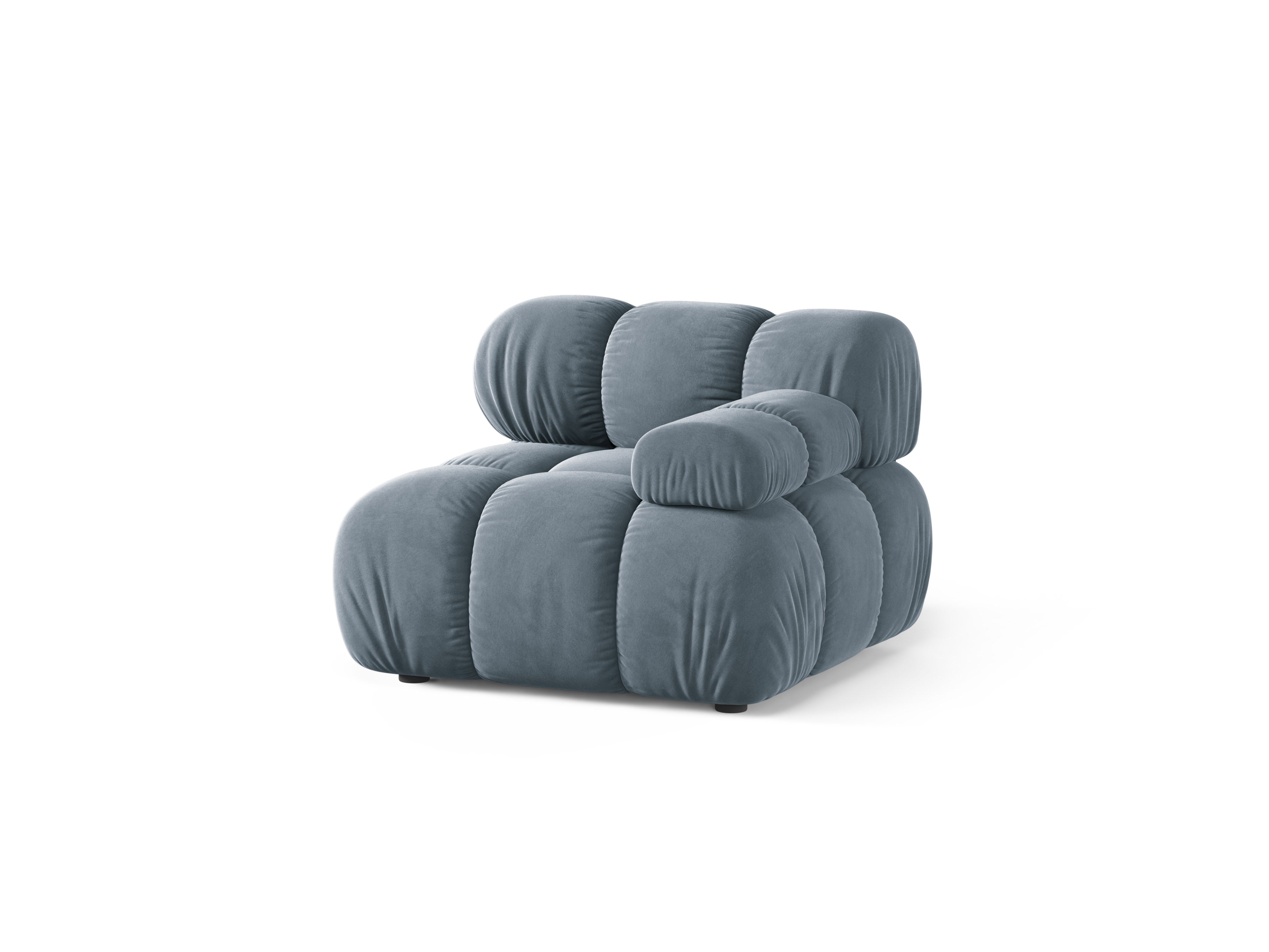 Sofa modulárna z jemného zamatového materiálu BELLIS - pravý modul v modrej farbe