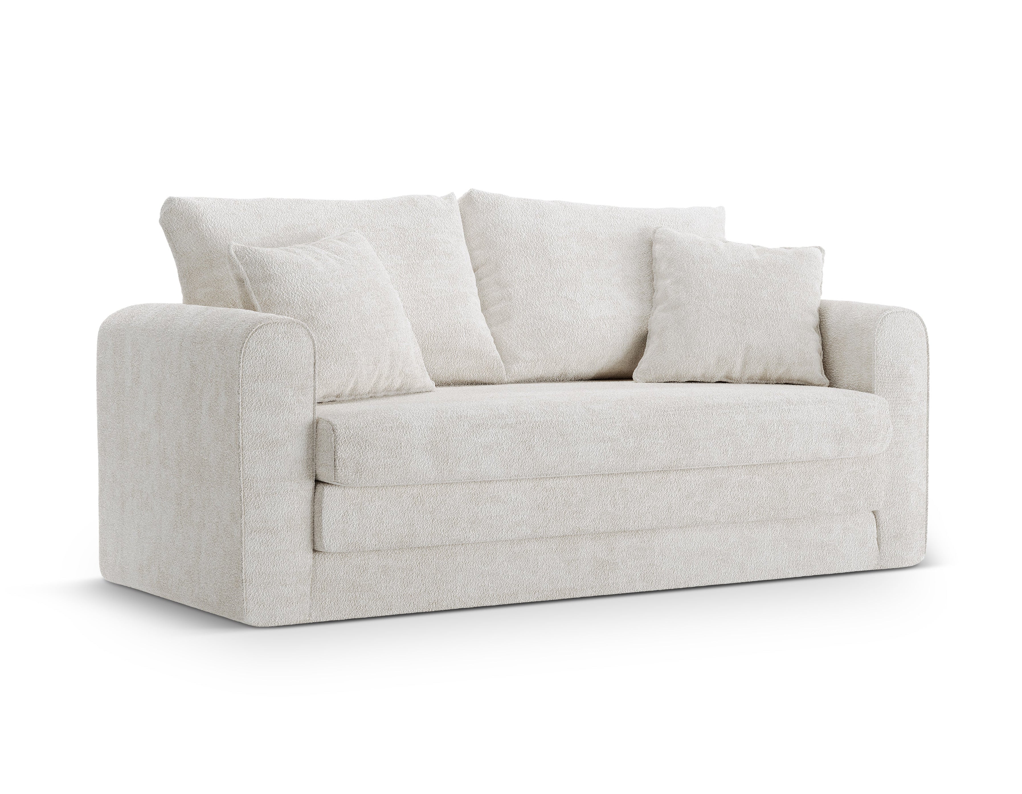 2-Seater Sofa with Sleeping Function LIDO Light Beige Boucle