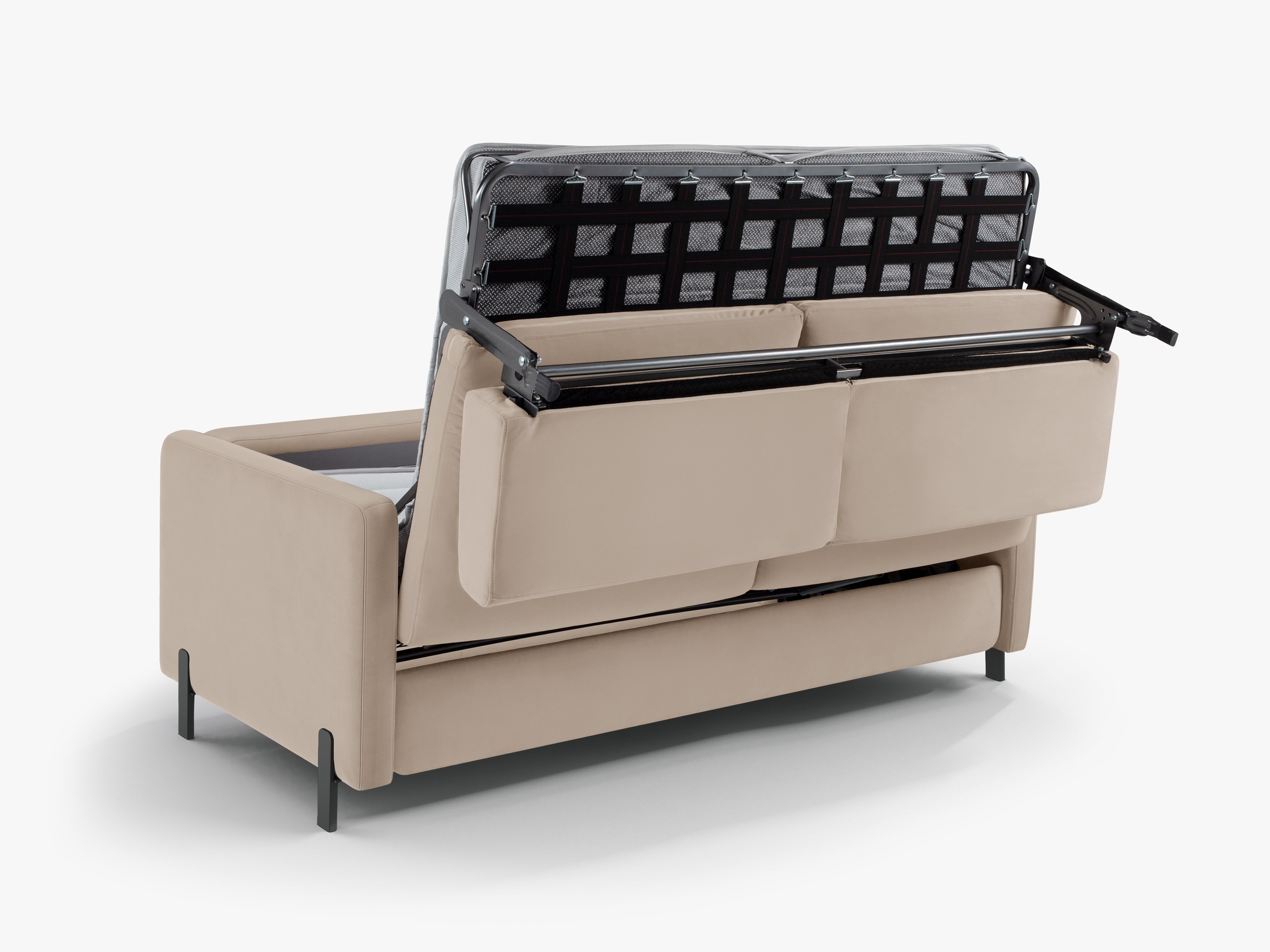 Velvet 2-seater sofa with sleeping function GLORIA beige