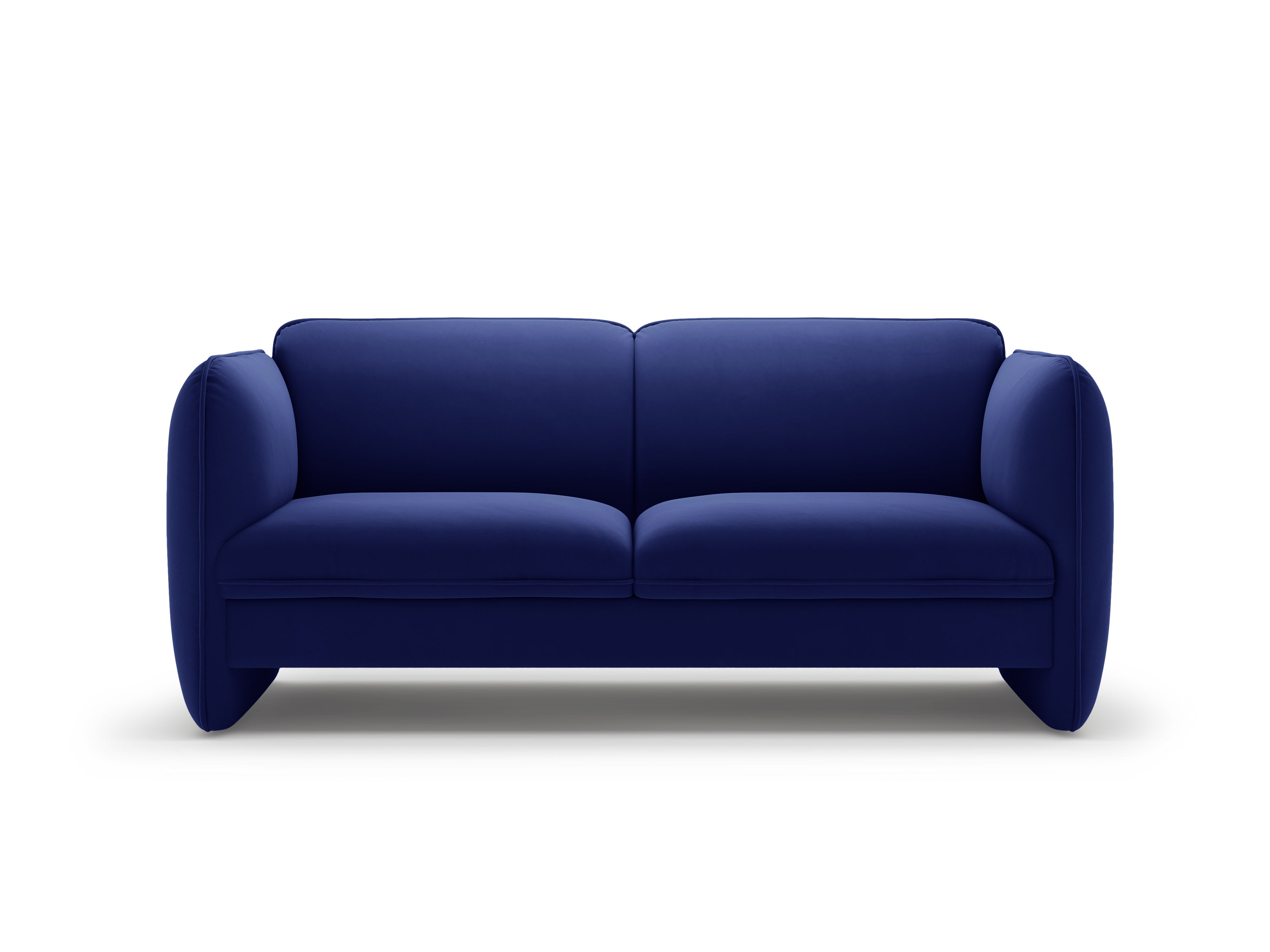 Sofa pre dvojicu z jemného zamatového materiálu GEORGIA v kobaltovej farbe.