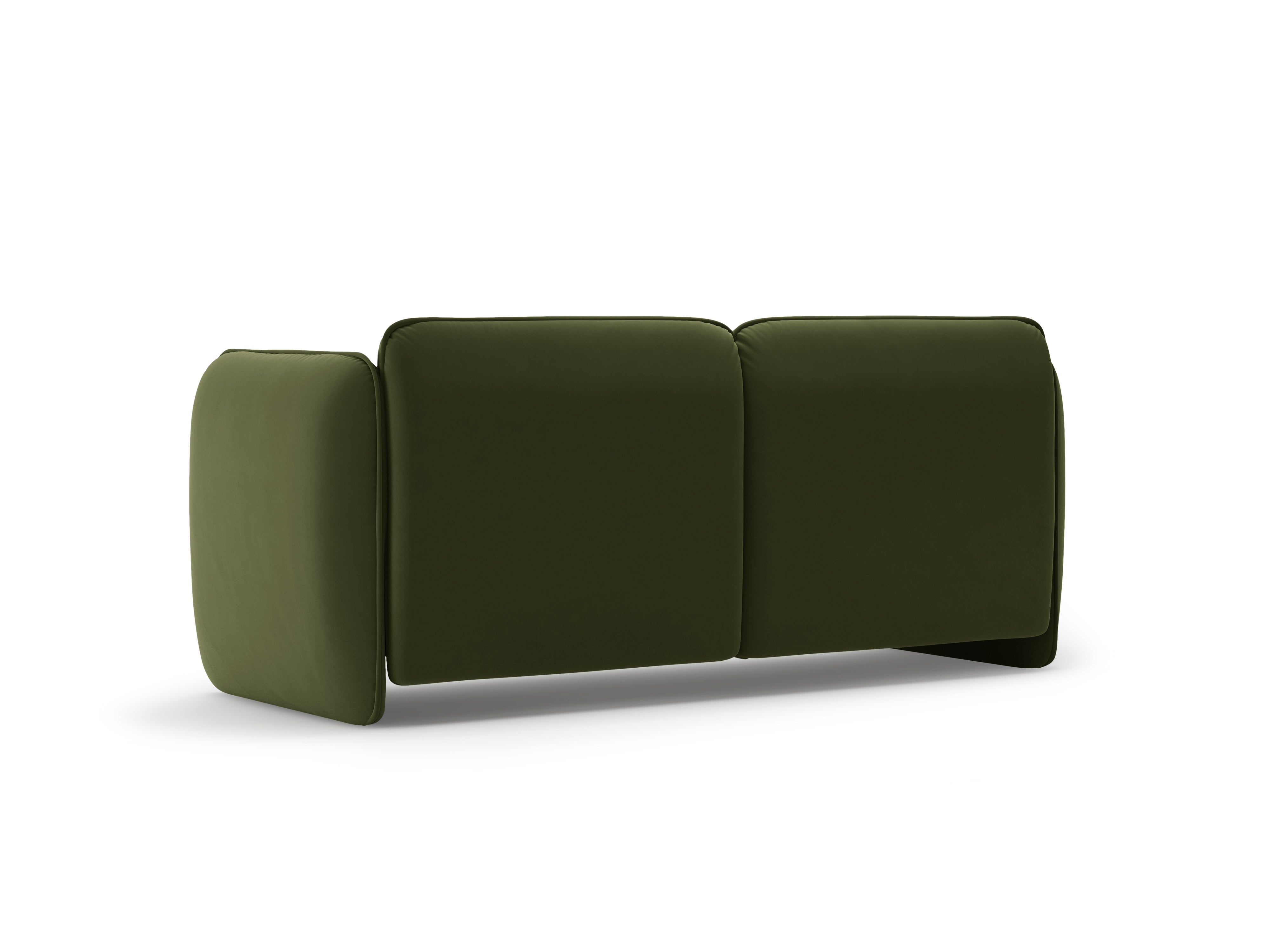 Sofa pre 2 osoby z jemným zamatom GEORGIA v vojenskej zelenej farbe