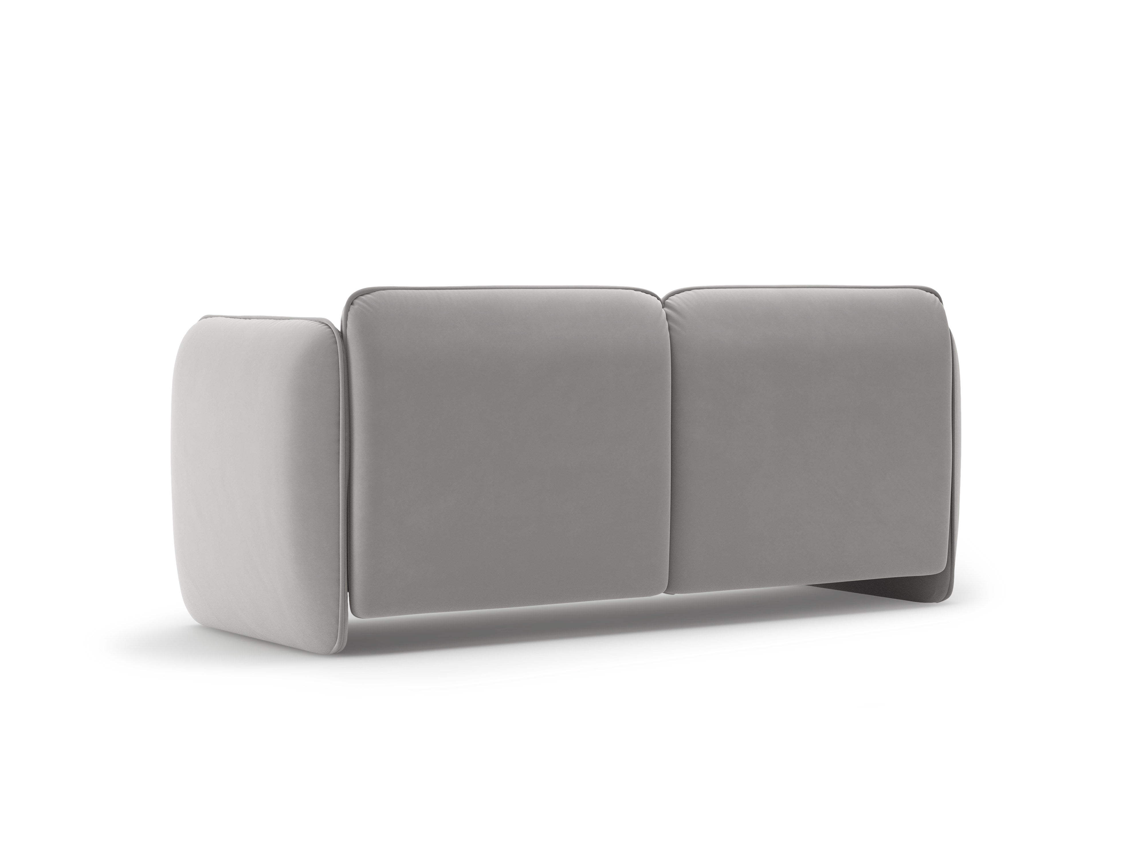 Sofa pre 2 osoby z jemného zamatového materiálu GEORGIA v svetlosivej farbe.