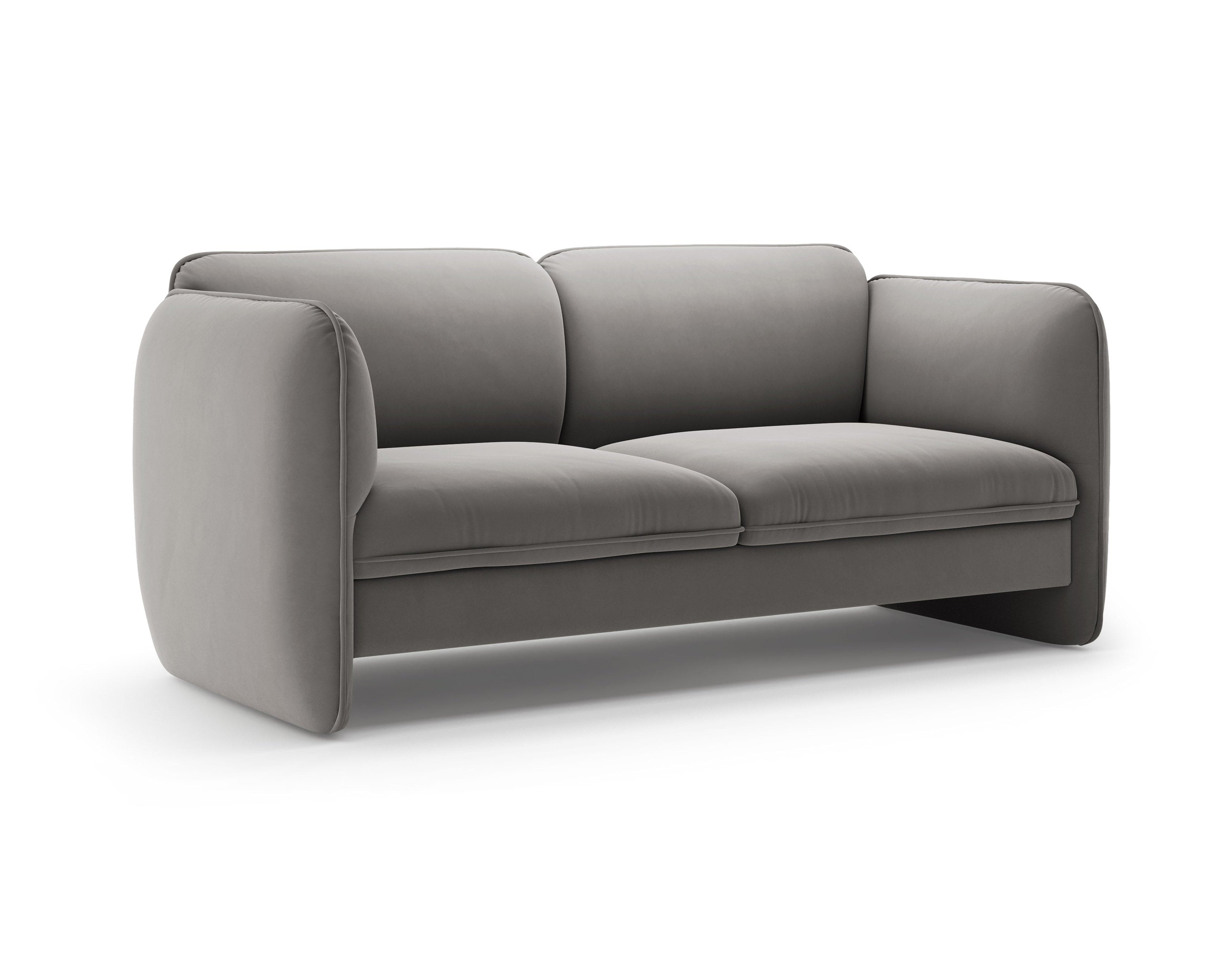 Sofa pre 2 osoby z jemného zamatového materiálu GEORGIA v šedej farbe.