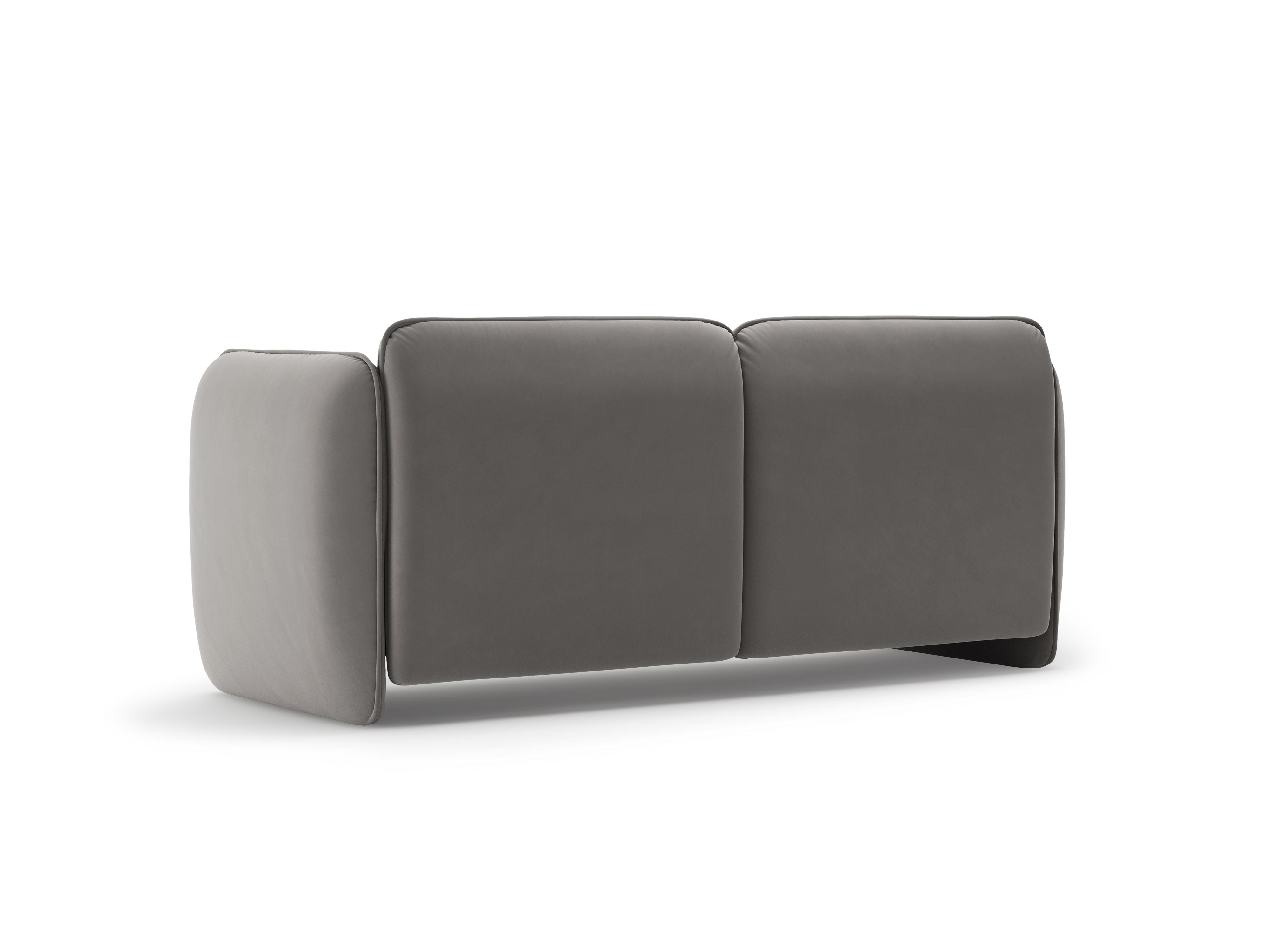Sofa pre 2 osoby z jemného zamatového materiálu GEORGIA v šedej farbe.