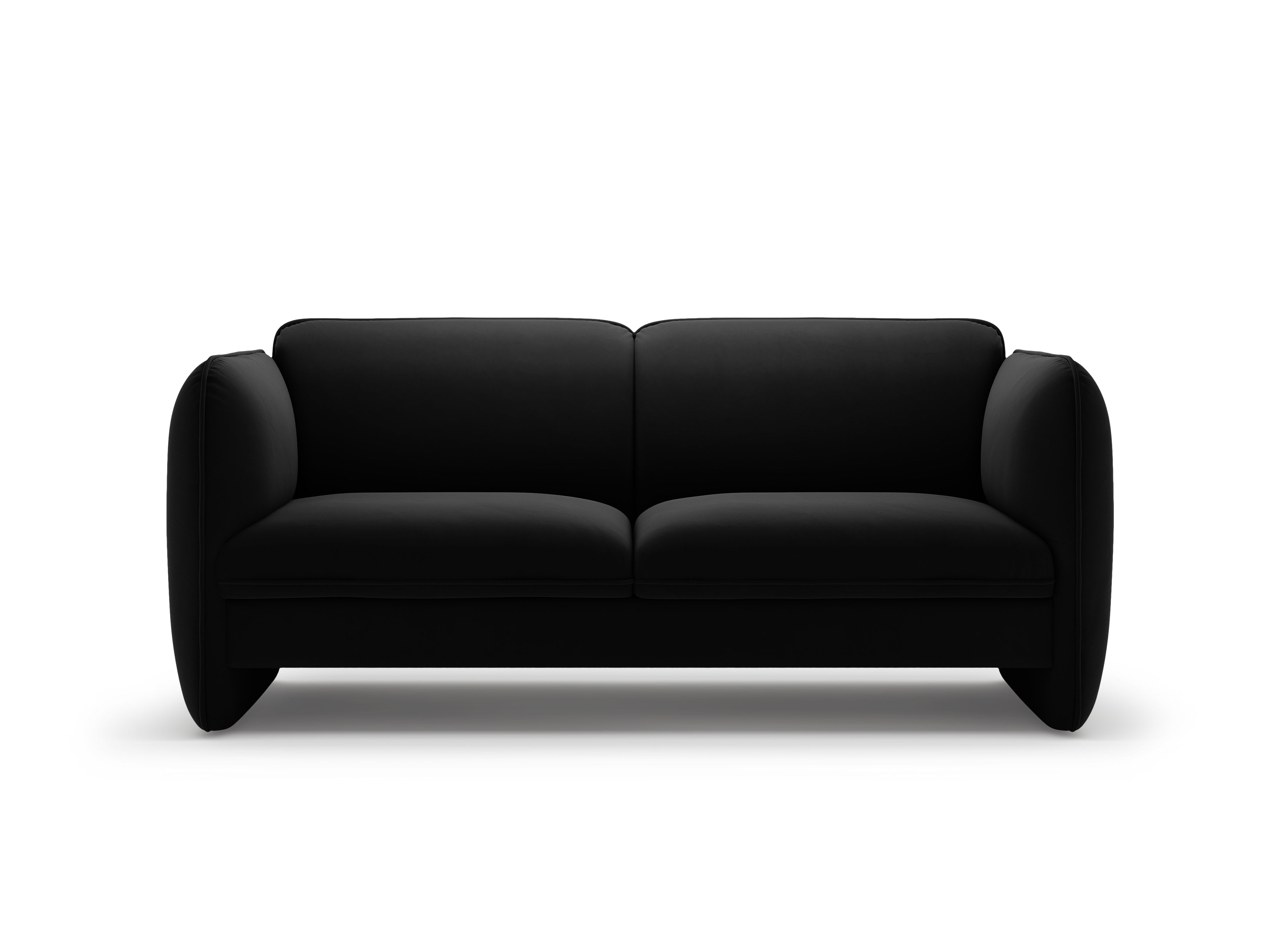 Sofa pre 2 osoby z jemného zamatového materiálu GEORGIA v čiernej farbe