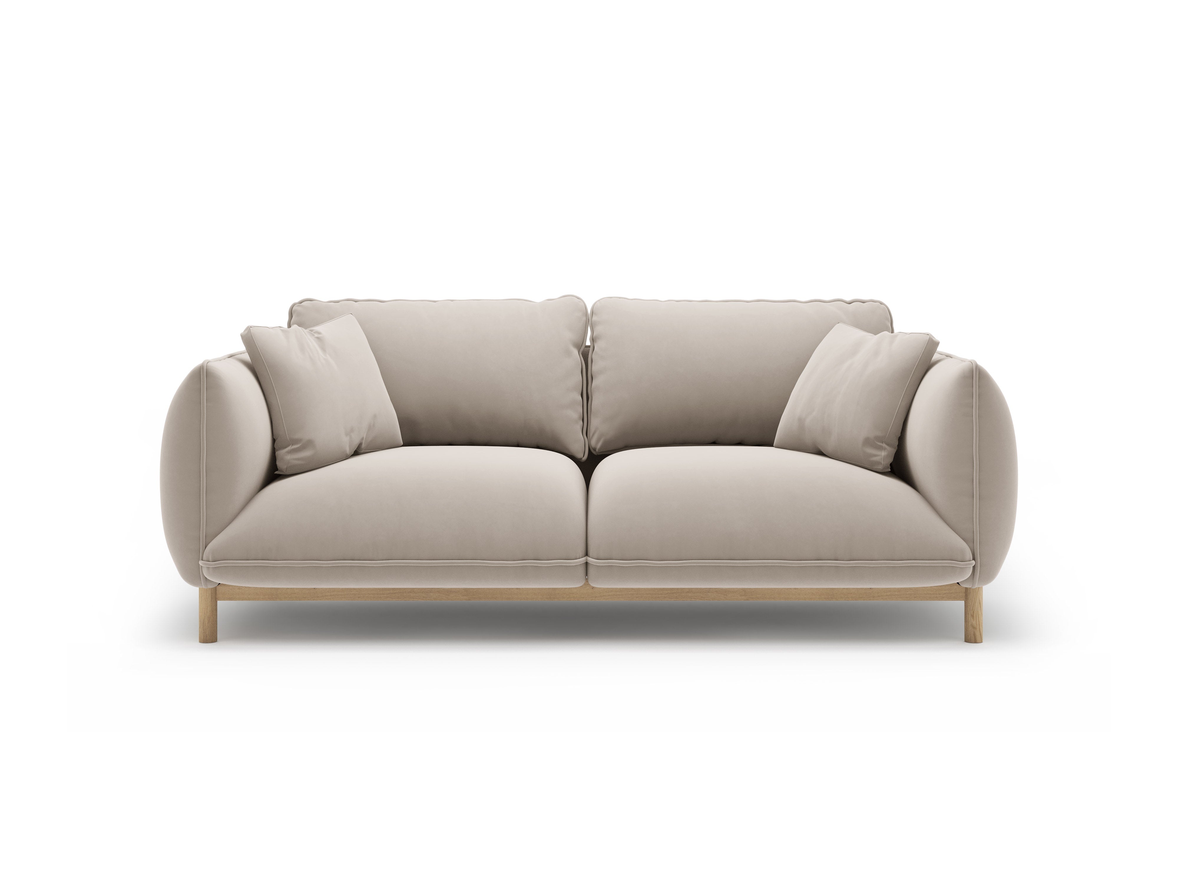 ADA Light Beige Velvet 2-Seater Sofa