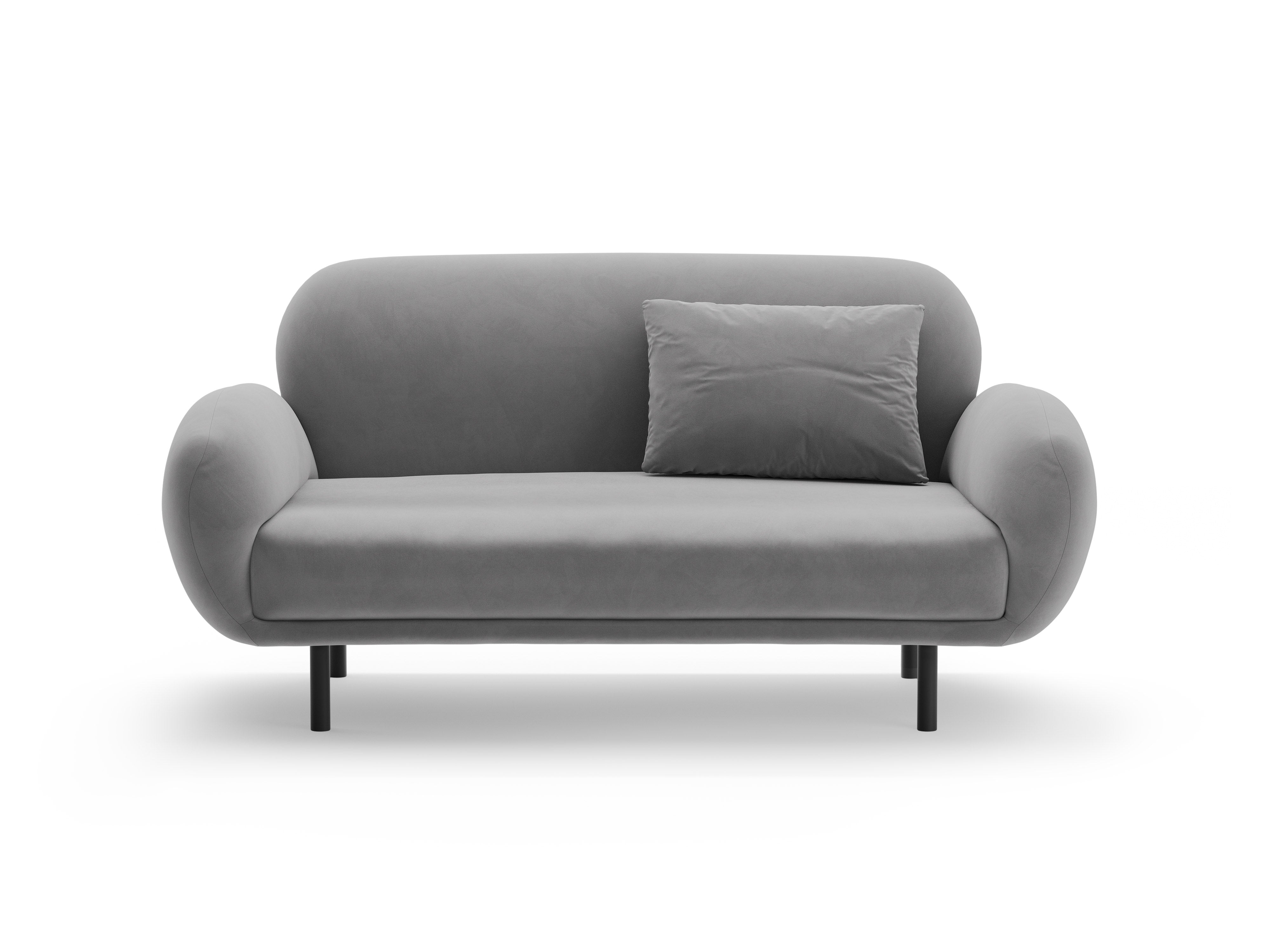 Velvet 2-Seater Sofa POPPY Light Gray