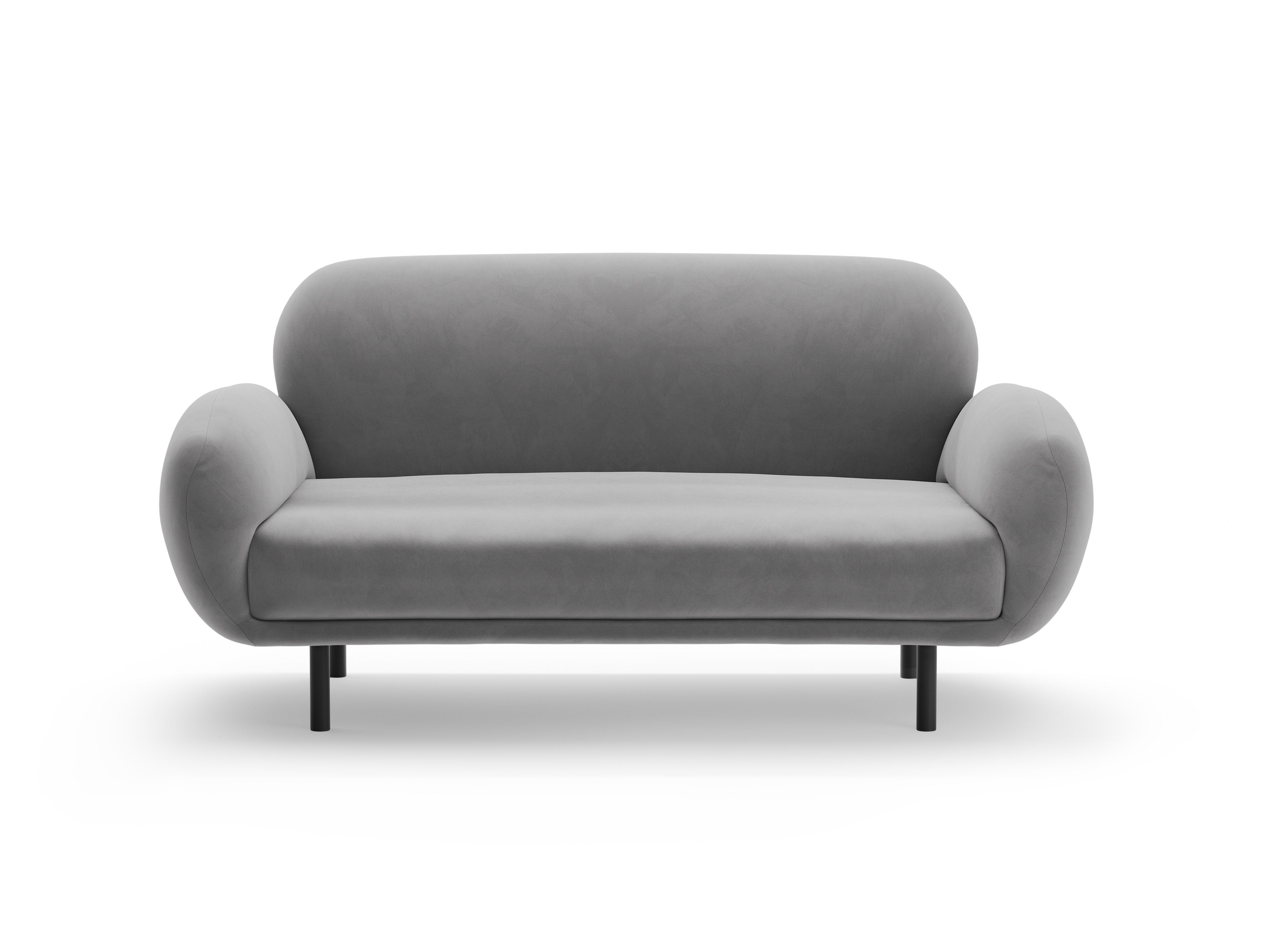 Velvet 2-Seater Sofa POPPY Light Gray
